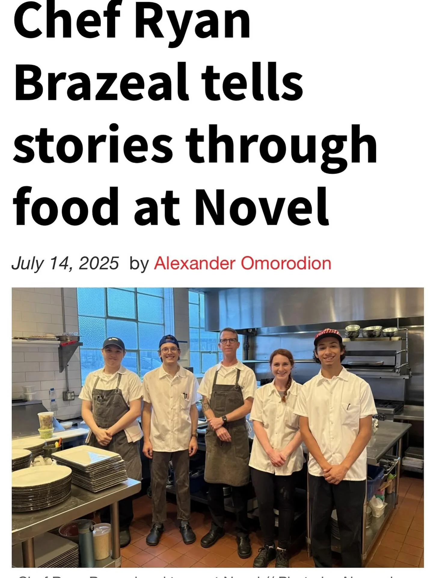 &ldquo;Communication lies at the root of the human experience. Chef Ryan Brazeal shares his voice not in a recording studio or at a lectern, but through the dining experience he curates at Novel.&rdquo;
Thanks @alex.omoro for the interview 
Pick up t