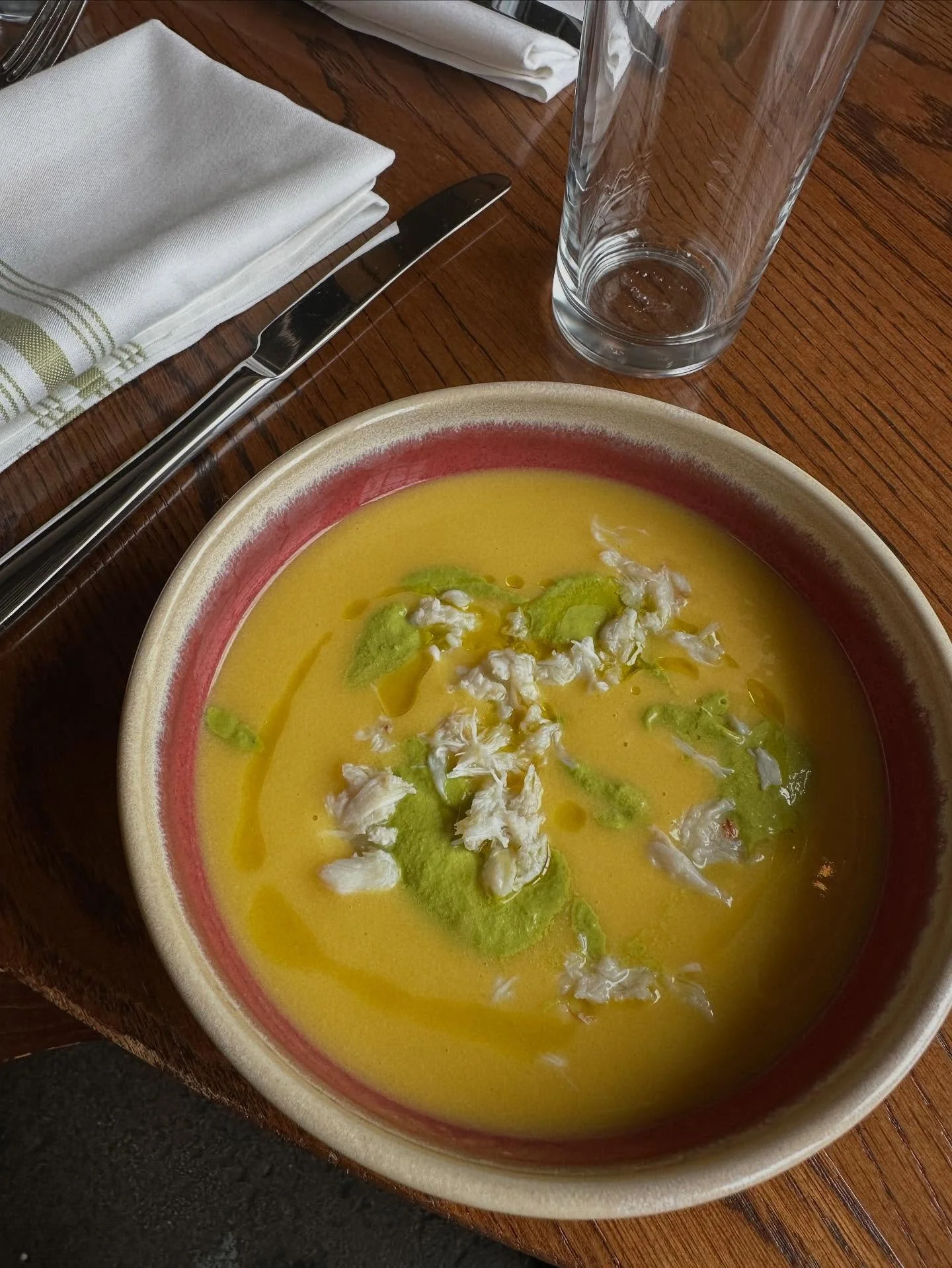 ⏰Get in on some of our summer favorites while there&rsquo;s still time! Chilled Corn Soup with Crab, Lime and Coriander! 🌽🥰
