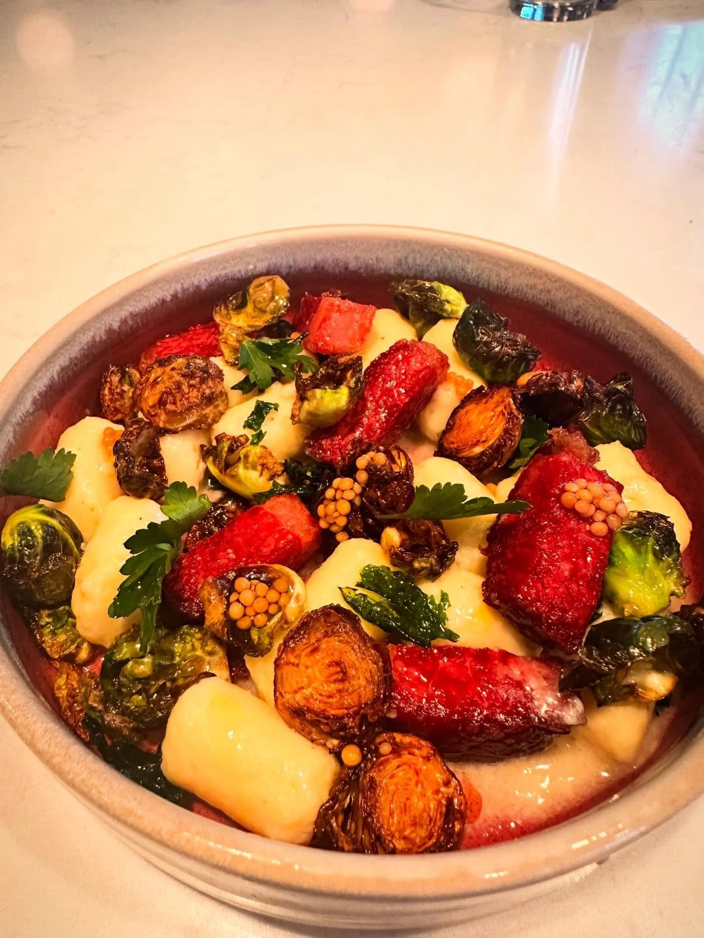 ☘️we have something very special for you this St Patrick&rsquo;s Day✅ A fancy prix fixe loosely based on things that make us think of St Pats ☘️ day, like our version of corned beef and cabbage, but with potato gnocchi, corned beef burnt ends and Bru