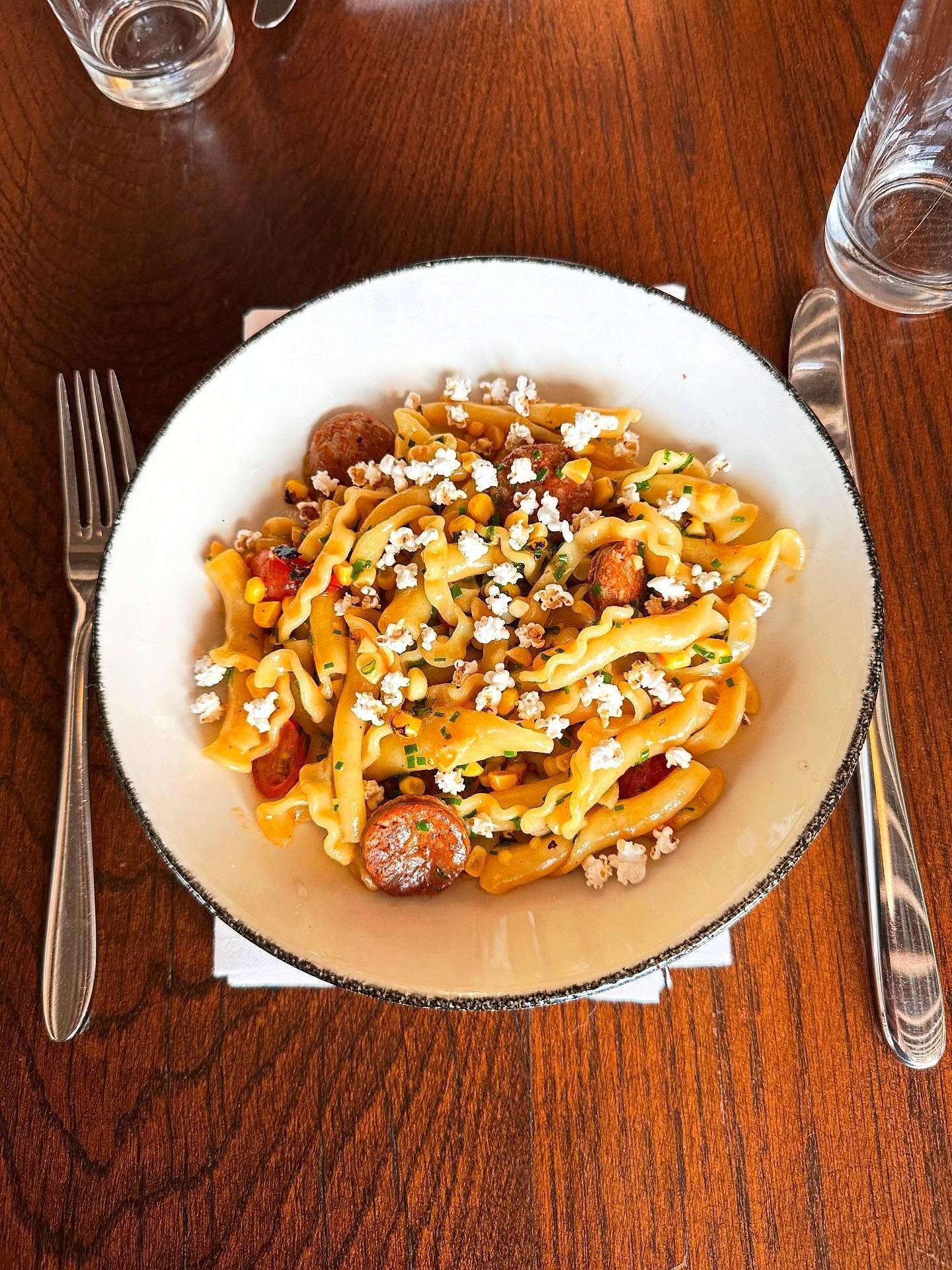 Stepping outside of our comfort zone a little bit for this banger! Delicious house made chorizo is crisped up in the pan before being tossed with fresh Campanelle and finished with sweet corn butter and cotija cheese. Sometimes you have to just toss 