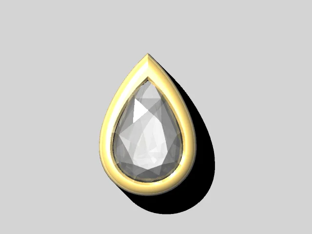 A model of a rubover set pear shaped diamond