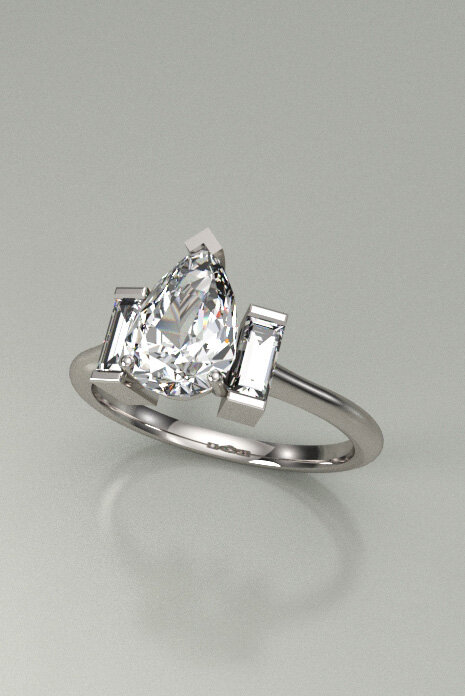 Quality Pear Diamond Solitaire Engagement SI1 14k white gold wedding set/ ring | eBay