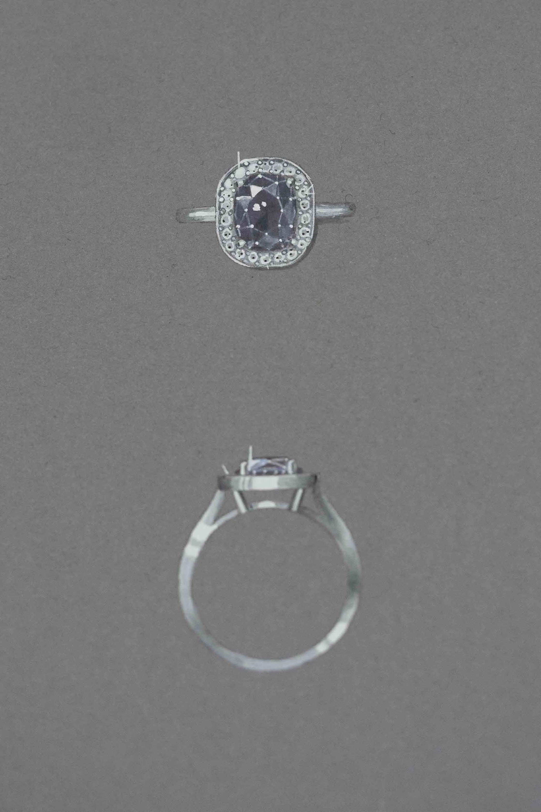 Gouache jewellery painting — Edward Fleming Jewellery