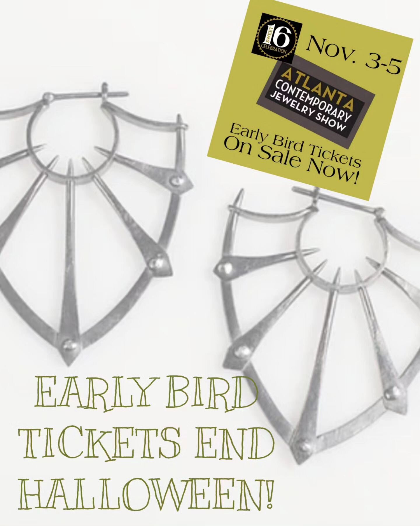 Don't be spooked, but early bird tickets end on Halloween. @donnavjewelry, we just had to use your gorgeous earrings for this post! For tickets and more information, go to atlantacontemporaryjewelryshow.com.