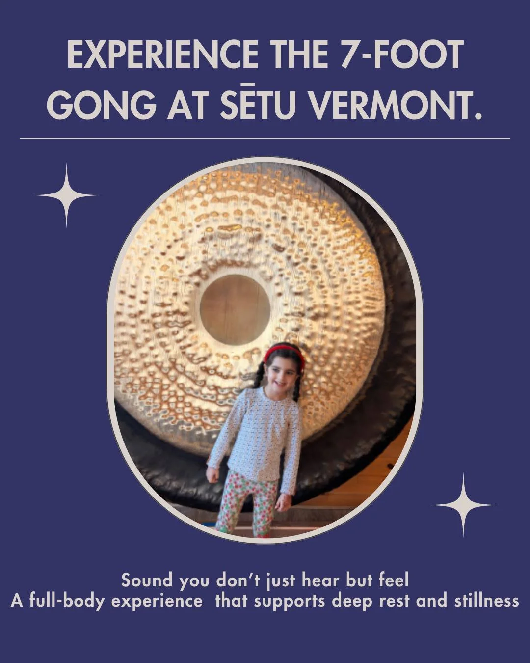 There&rsquo;s a difference between hearing sound and feeling it.

At Sētu Vermont, our 7-foot gong creates a depth of resonance that moves through the body, not just around it. The experience is less about doing and more about allowing the system to 