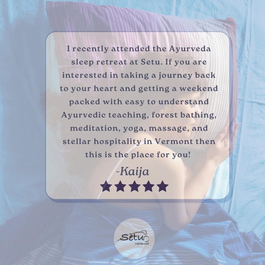 Not everything needs to be figured out.
Sometimes you just need the space to rest, be taken care of, and reconnect with yourself.

That&rsquo;s what these weekends are here for.

#SetuVermont #DeepRest #WellnessWeekend #AyurvedaLifestyle #RetreatLife