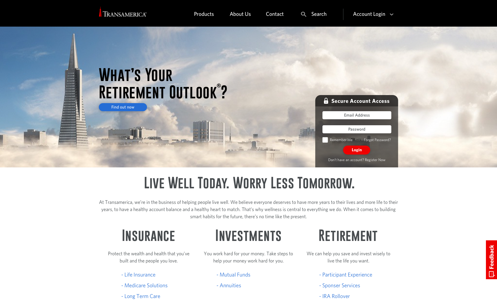  The Transamerica homepage redesign was an introductory project to begin to utilize and inform the new digital design system at Transamerica. 