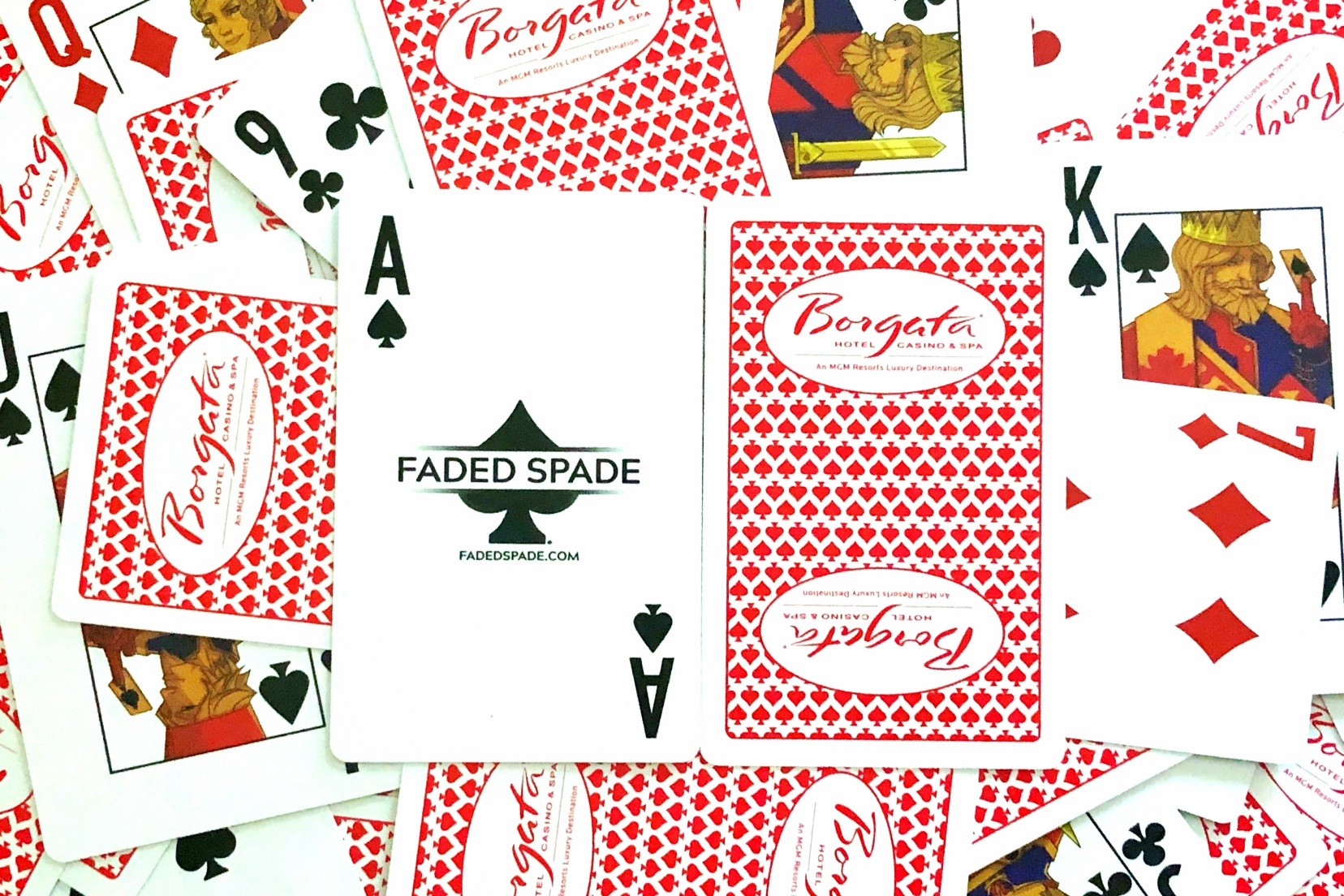 faded spade poker playing cards are in play at the borgata poker room