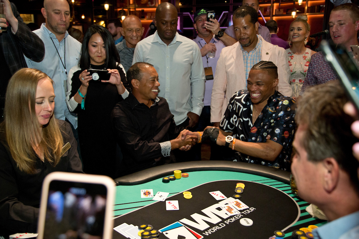 Tiger Woods loses to Russell Westbrook with the Faded Spade poker playing cards Ace King