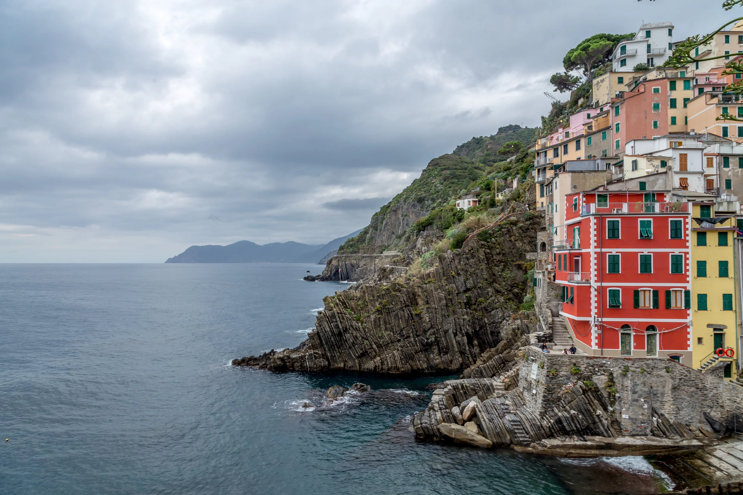 Dan and I spent the first night in Riomaggiore at a small inn. When we arrived, the sun was just about setting, so we raced to capture a few photos before it got too dark. I absolutely adore the colors of the houses.