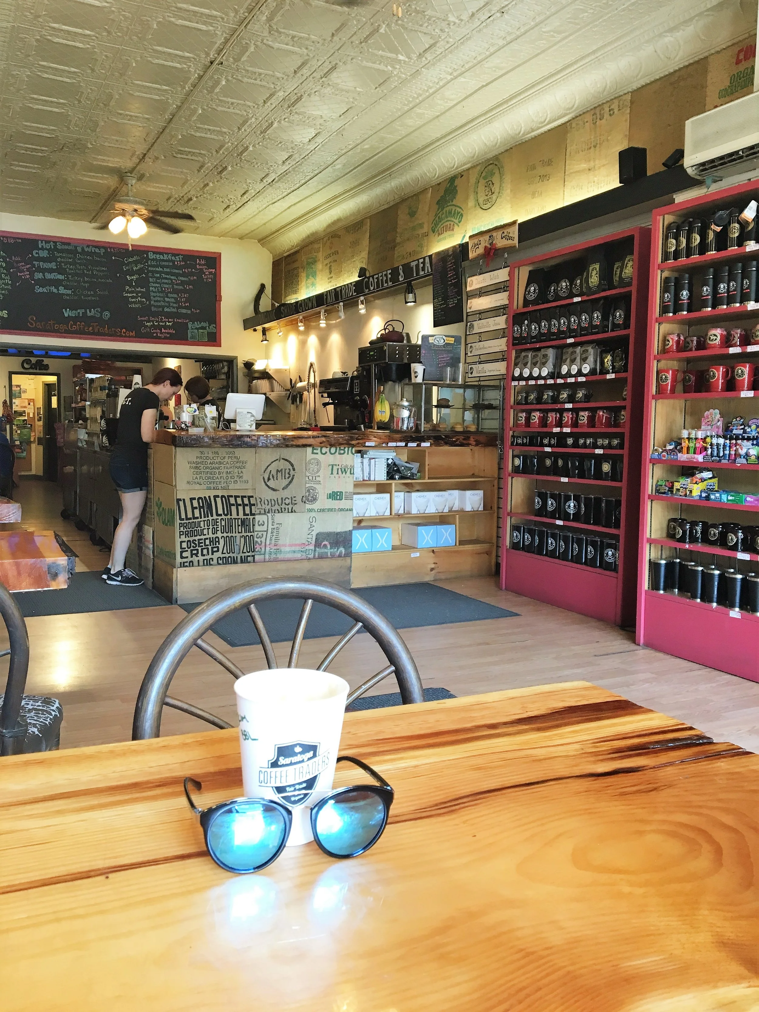 Saturday AM, I headed into town with two of my buds in search of coffee. We found Saratoga Coffee Traders and it was such a treat. They had some amazing specialty lattes. We loved it so much we went back the next morning for more!