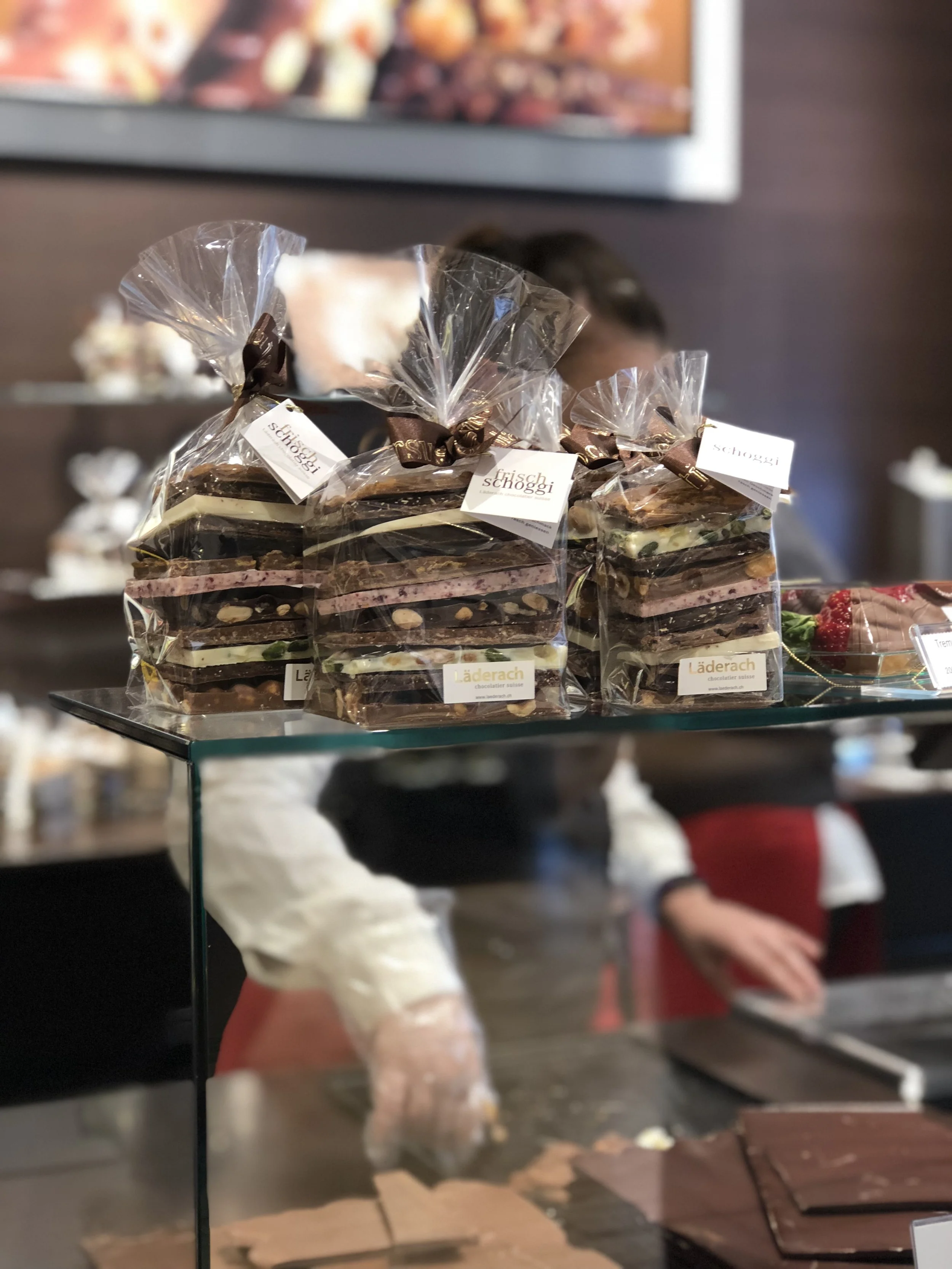 Continuing along with the chocolate theme, we also stopped at Laderach . The big thing here seemed to be the chocolate bark. As such, we bought a few flavors to try, including popcorn, hazelnut, cornflakes and florentine. These were definitely my favorite. As I am writing this post, I'm dying for some.