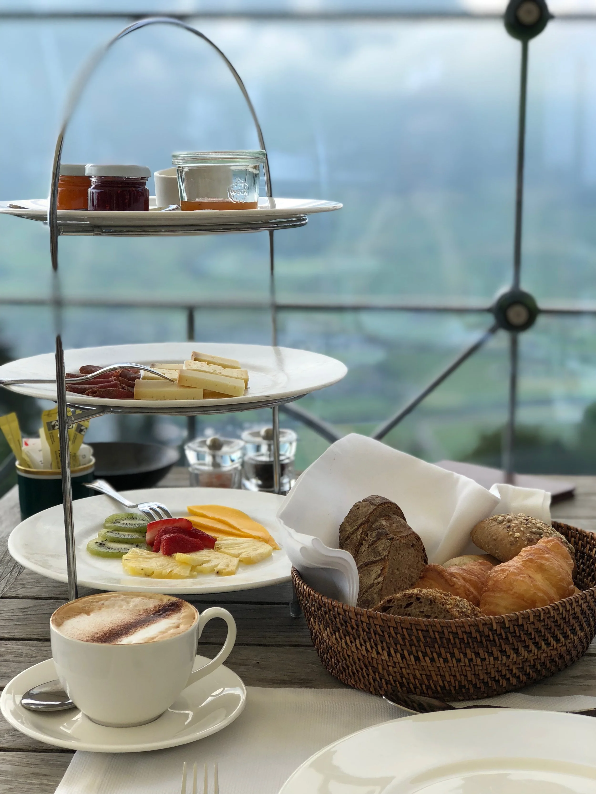 A delicious breakfast with a view! Don't worry, the top tier was reserved for Dan ;)
