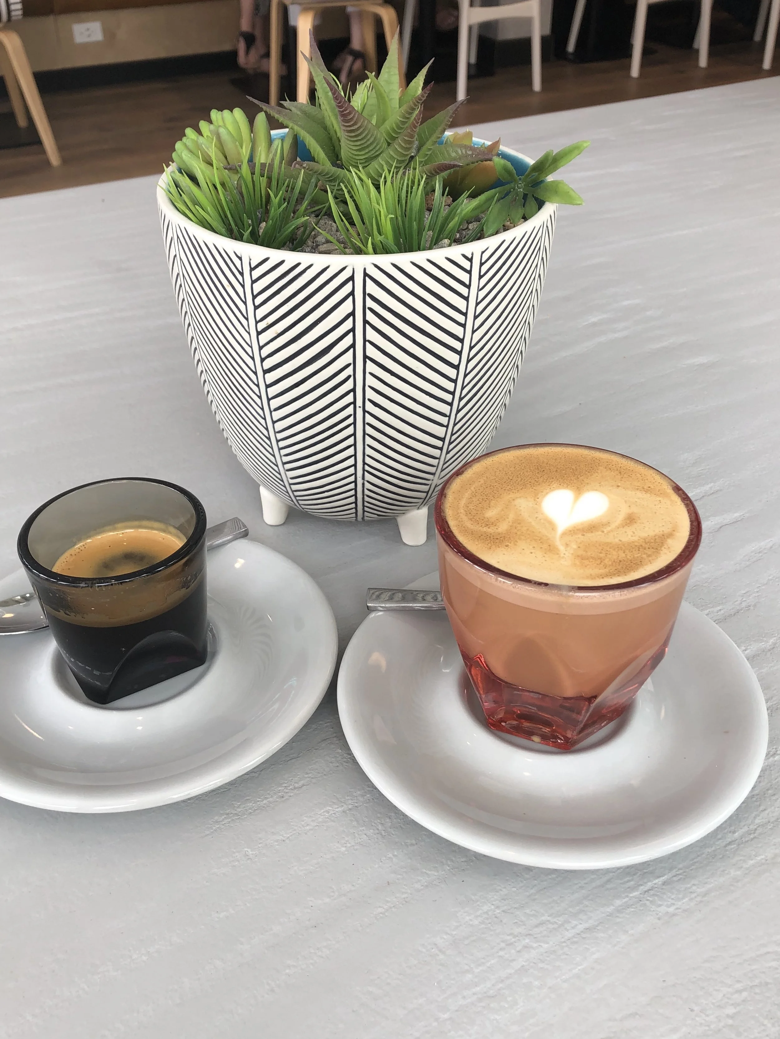 I was obsessed with the glassware they used - mine is the pink one, of course.