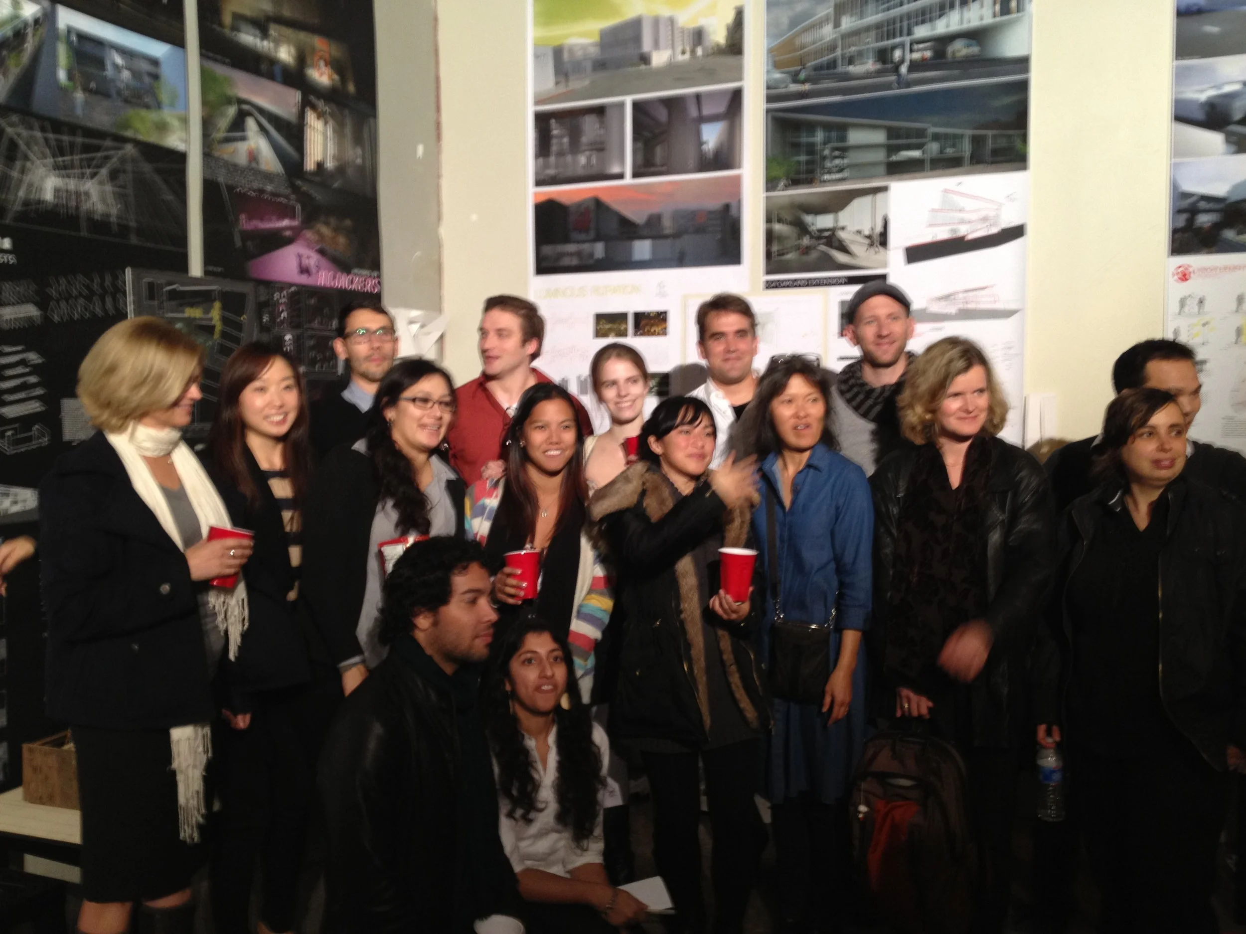 Pop-up storefront exhibit and final review of IBD studio on Broadway during Oakland's Art Murmur