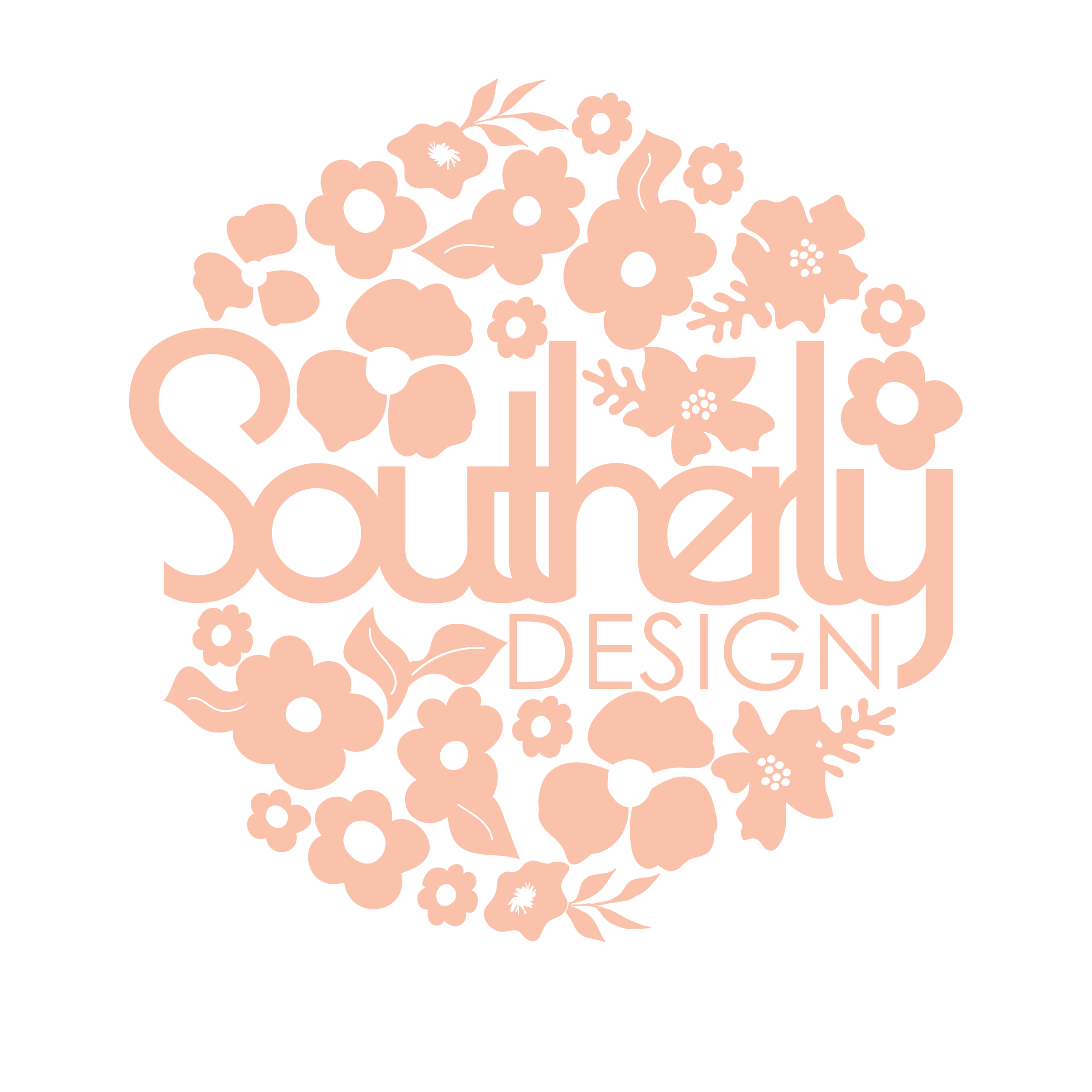 2. Coquette and Century Gothic Fonts with a floral border arranged into a circle.