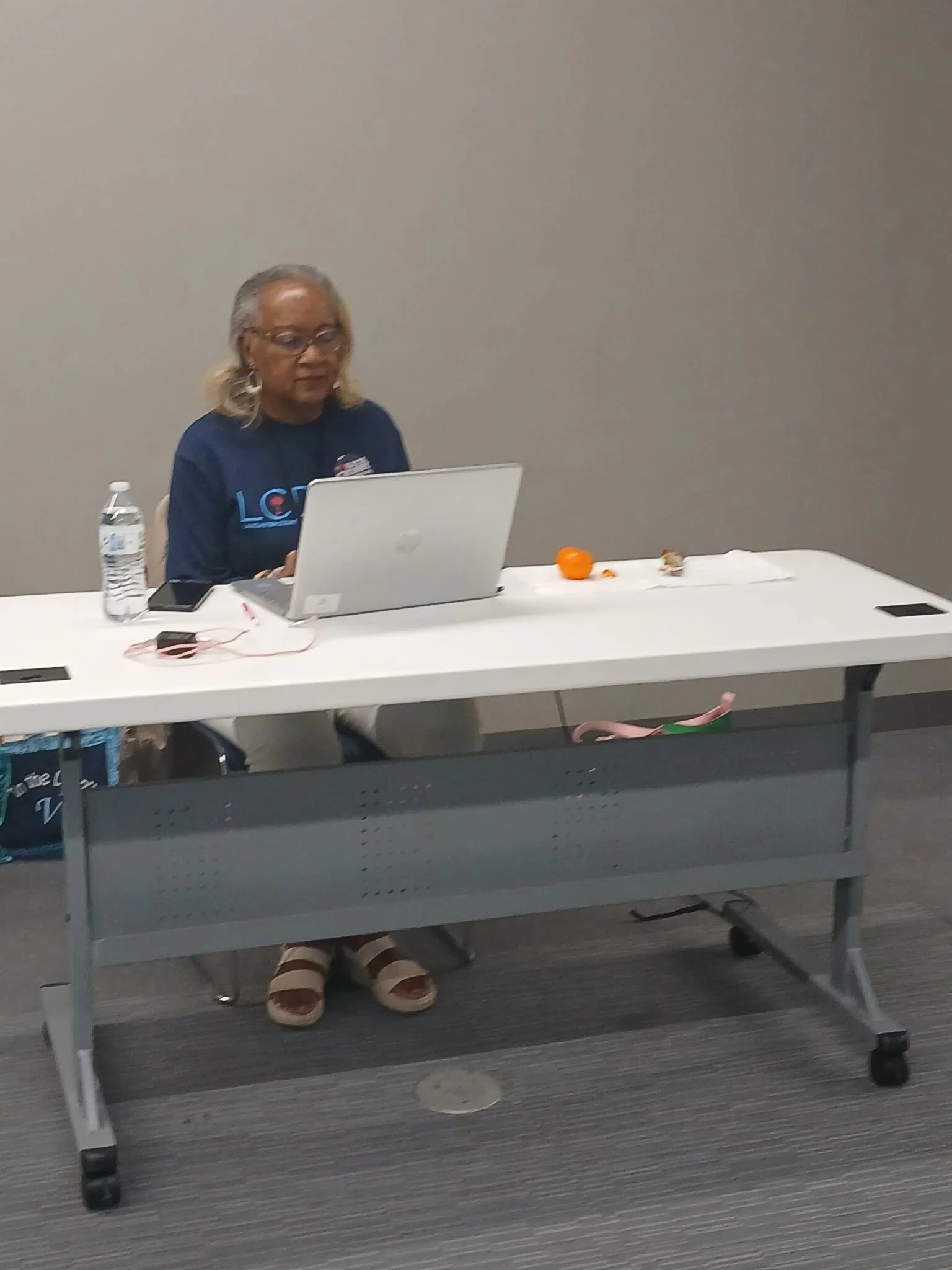  LCDWC member &amp; Political Action Committee Chair, Verta Looper diligently calling voters. 