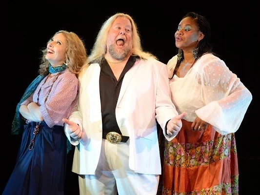 Quetta Carpenter, Steven Young, and Dee Dee Batteast star in "The Merry Wives of Windsor," reconsidered as "The Housewives of Normal, Ill." (Illinois Shakespeare Festival/Steven Smedley)