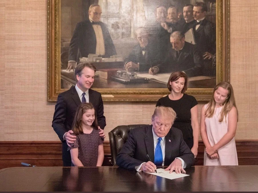 Judge Brett Kavanaugh and his family watch President Trump sign his formal nomination to the U.S. Supreme Court. (Twitter)