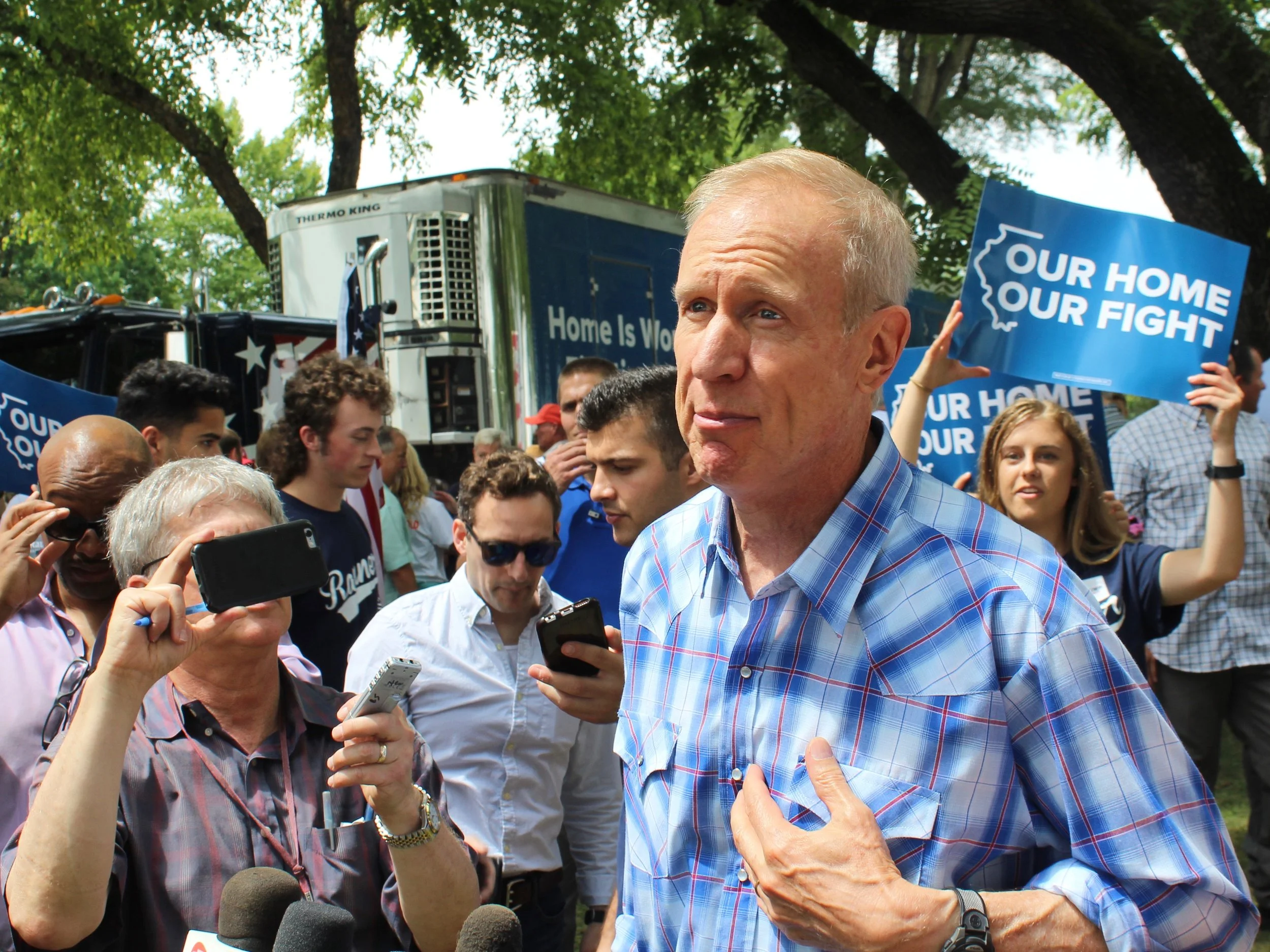 Gov. Rauner caught flak from SEIU Healthcare Illinois over his record on child care. (One Illinois/Ted Cox)
