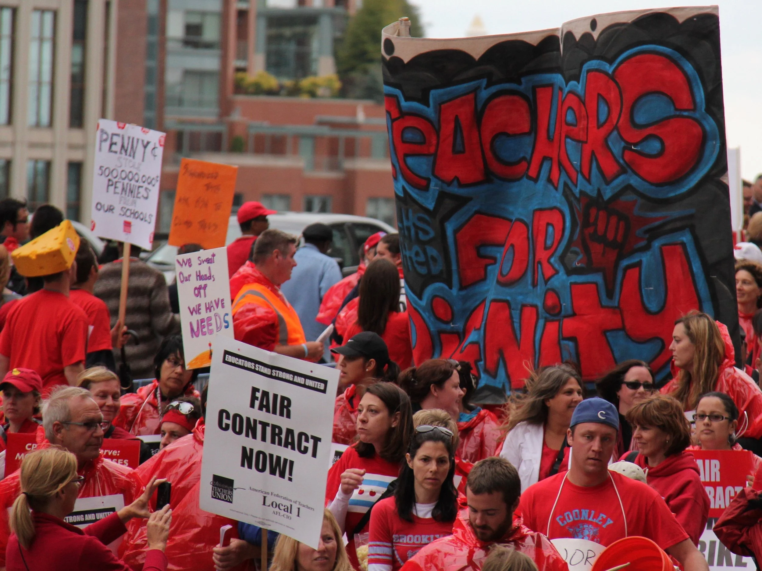 Chicago teachers stage a protest. (Shutterstock)