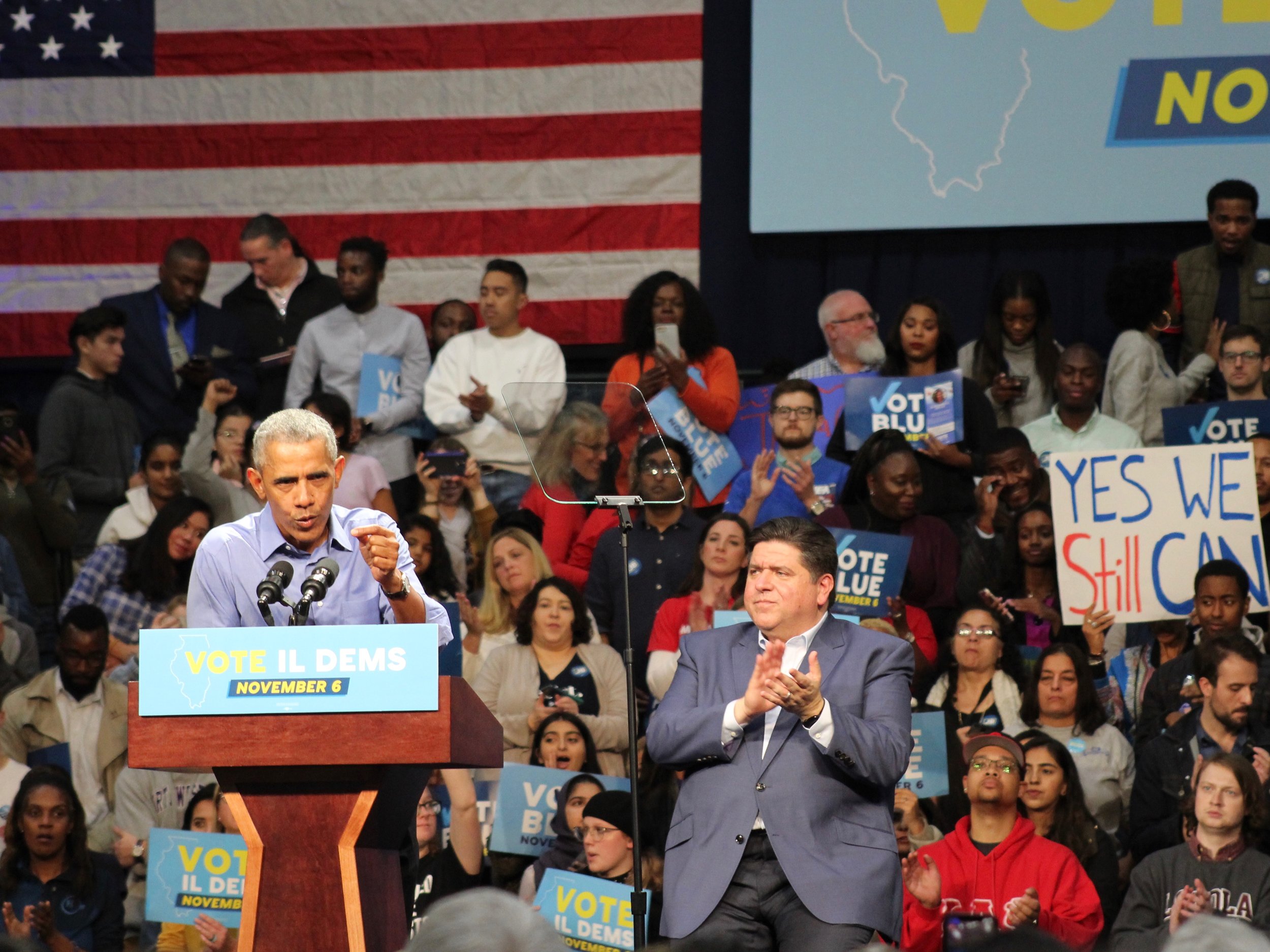 “When you participate in the political process, you can be a check on bad behavior,” said President Barack Obama. “When you vote, you can choose hope over fear. You are part of the process of shifting the course of this country.” (One Illinois/Ted Cox)