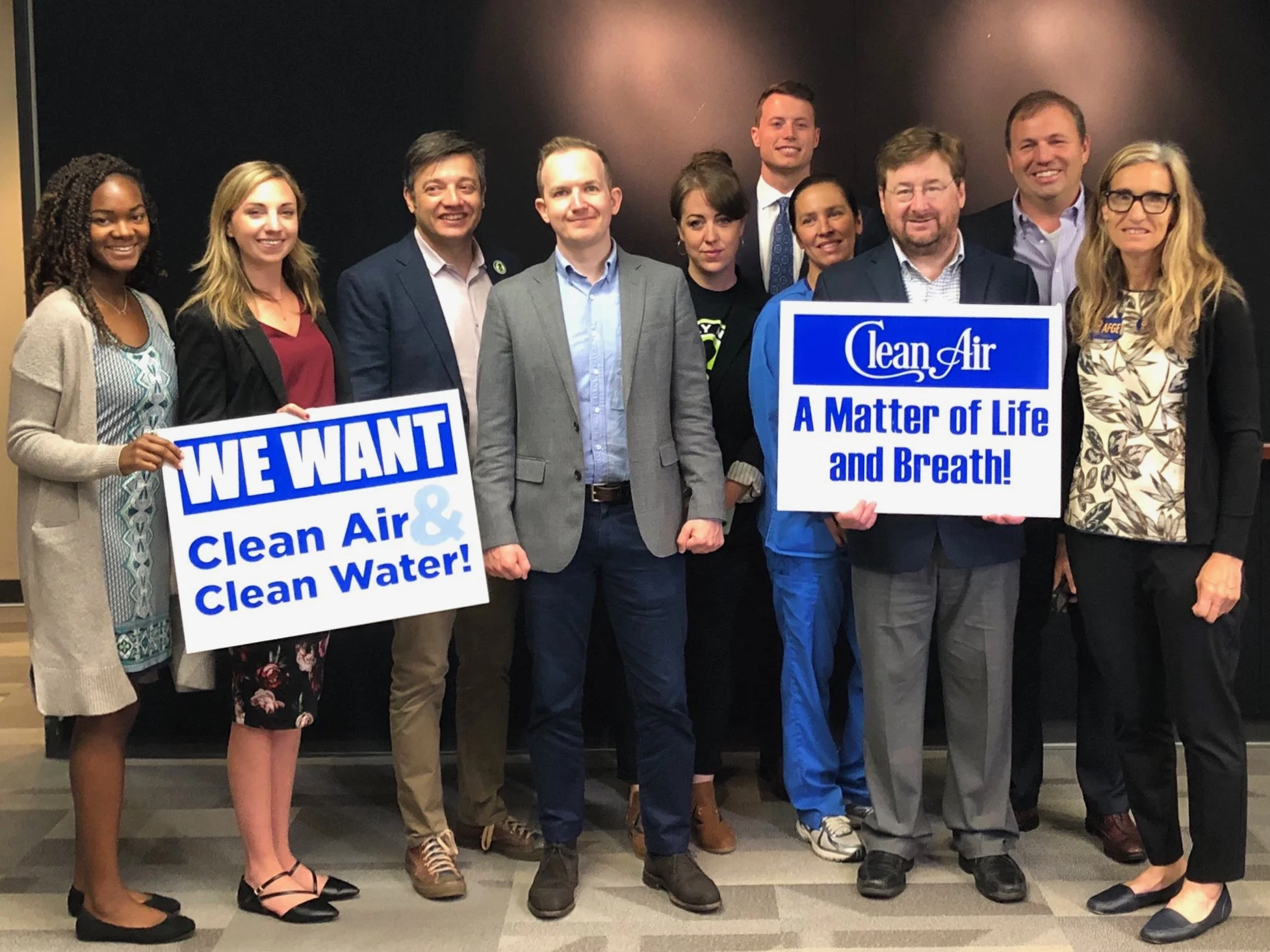 Participants in Tuesday’s news conference pose for a photo afterward. (Twitter/Illinois Environmental Council)