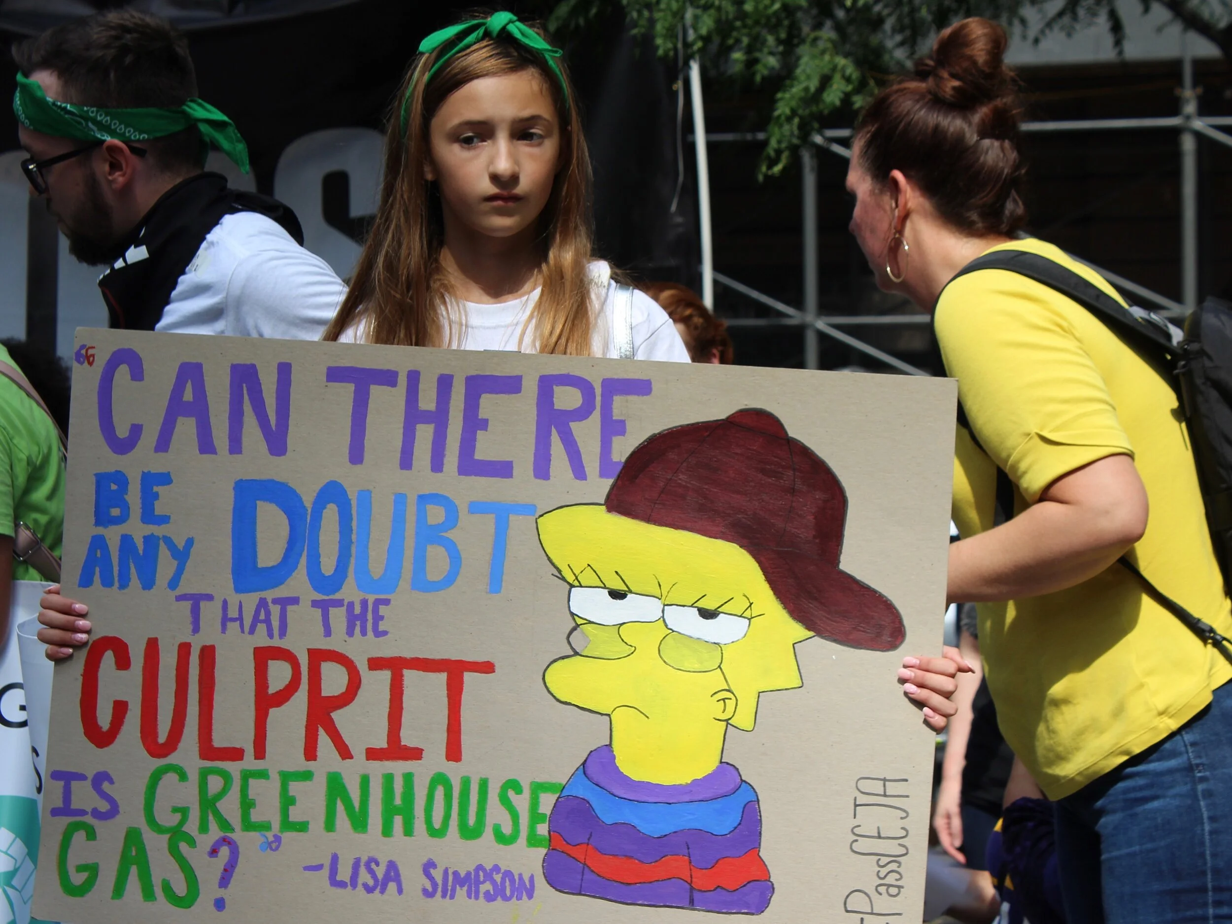 One student protester drew on the wisdom of Lisa Simpson. (One Illinois/Ted Cox)