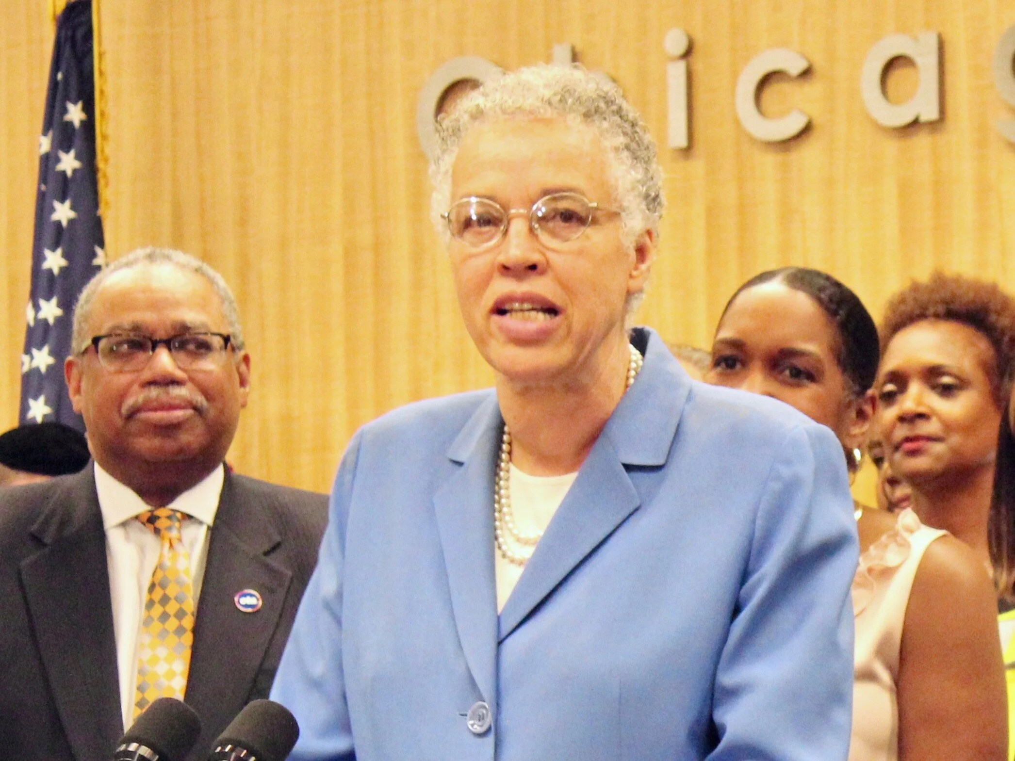 Cook County Board President Toni Preckwinkle defends aspiring immigrants and charges in a lawsuit that discouraging them from using Medicaid would hike health costs. (One Illinois/Ted Cox)