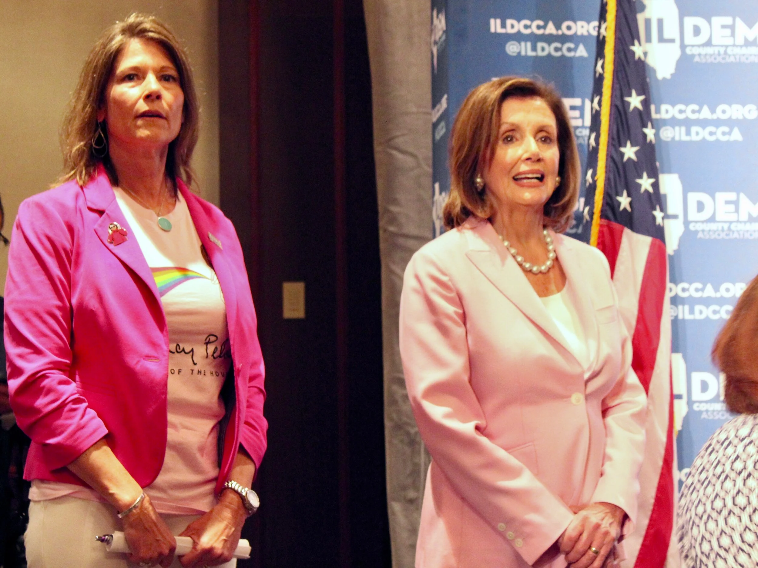 U.S. Rep. Cheri Bustos and House Speaker Nancy Pelosi were top supporters of the drug bill. (One Illinois/Ted Cox)