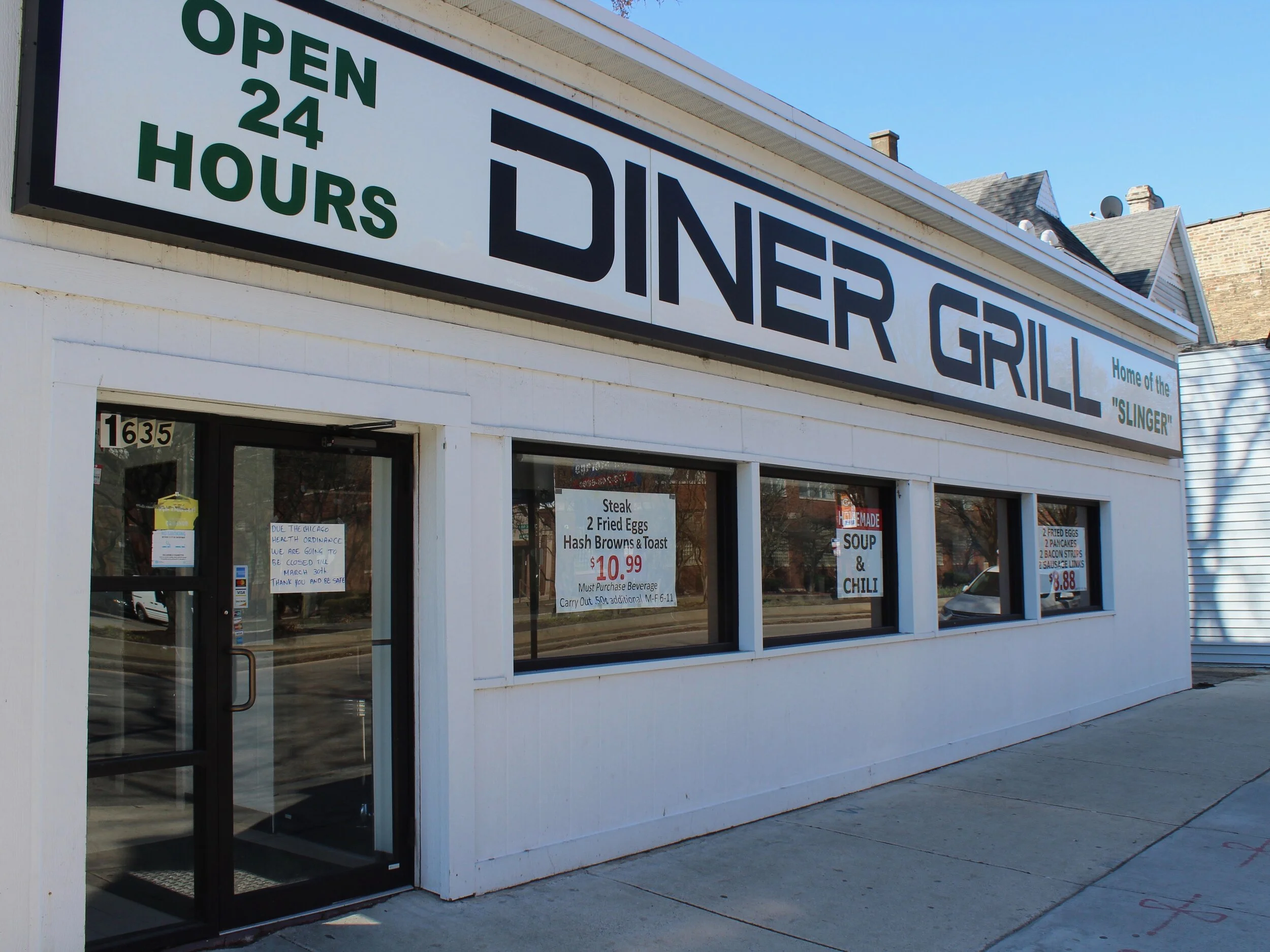 Chicago’s Diner Grill is one of the many Illinois restaurants shut down by the coronavirus crisis. As of Thursday, it had yet to reopen. (One Illinois/Ted Cox)