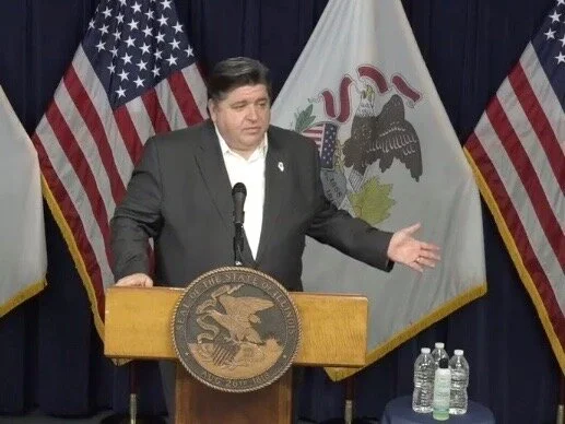 Gov. Pritzker speaks at the daily coronavirus briefing Thursday in Chicago. (Illinois.gov)
