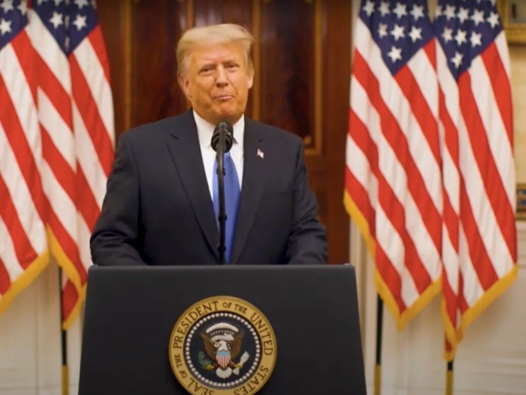 Docile Trump delivers farewell address