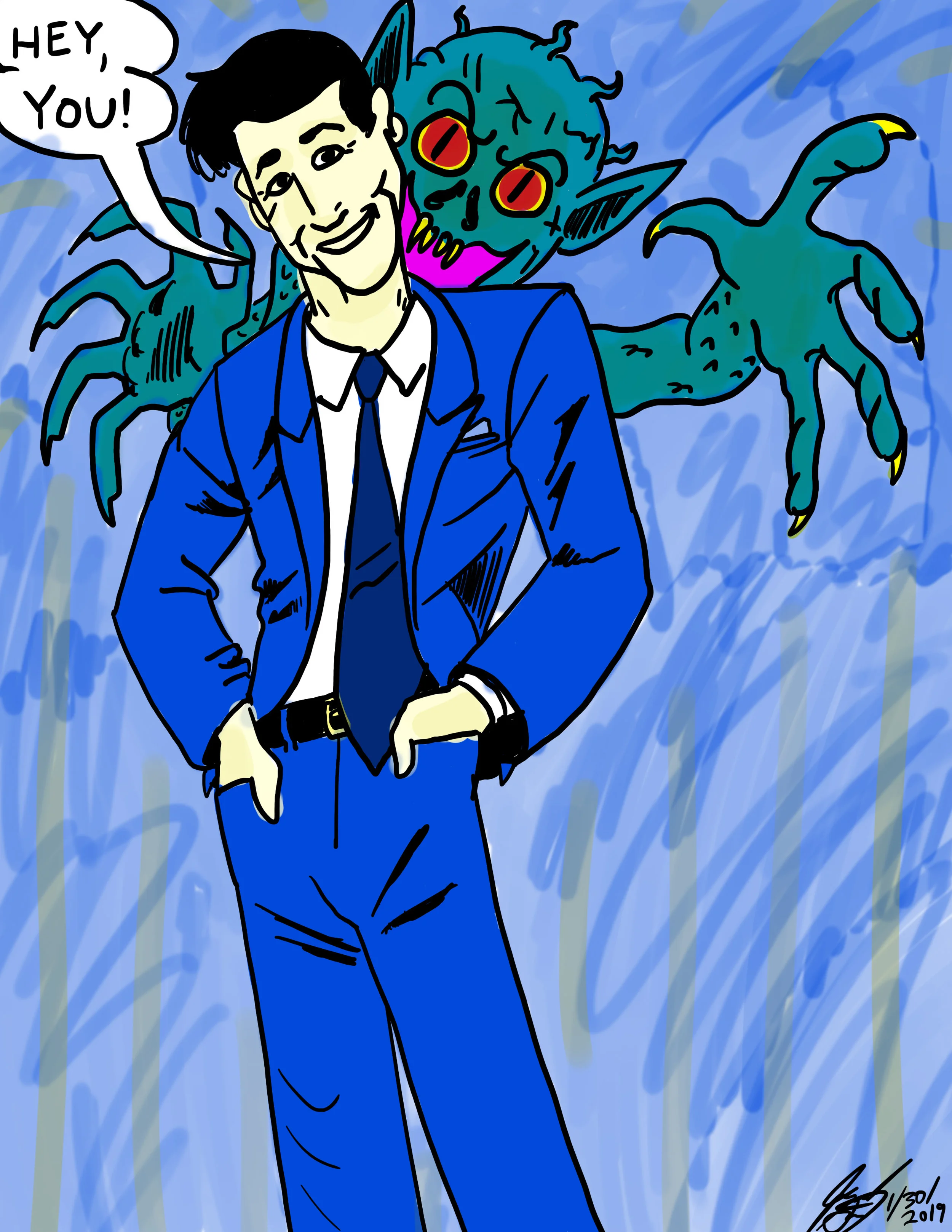Man with a Demon on his Shoulder.