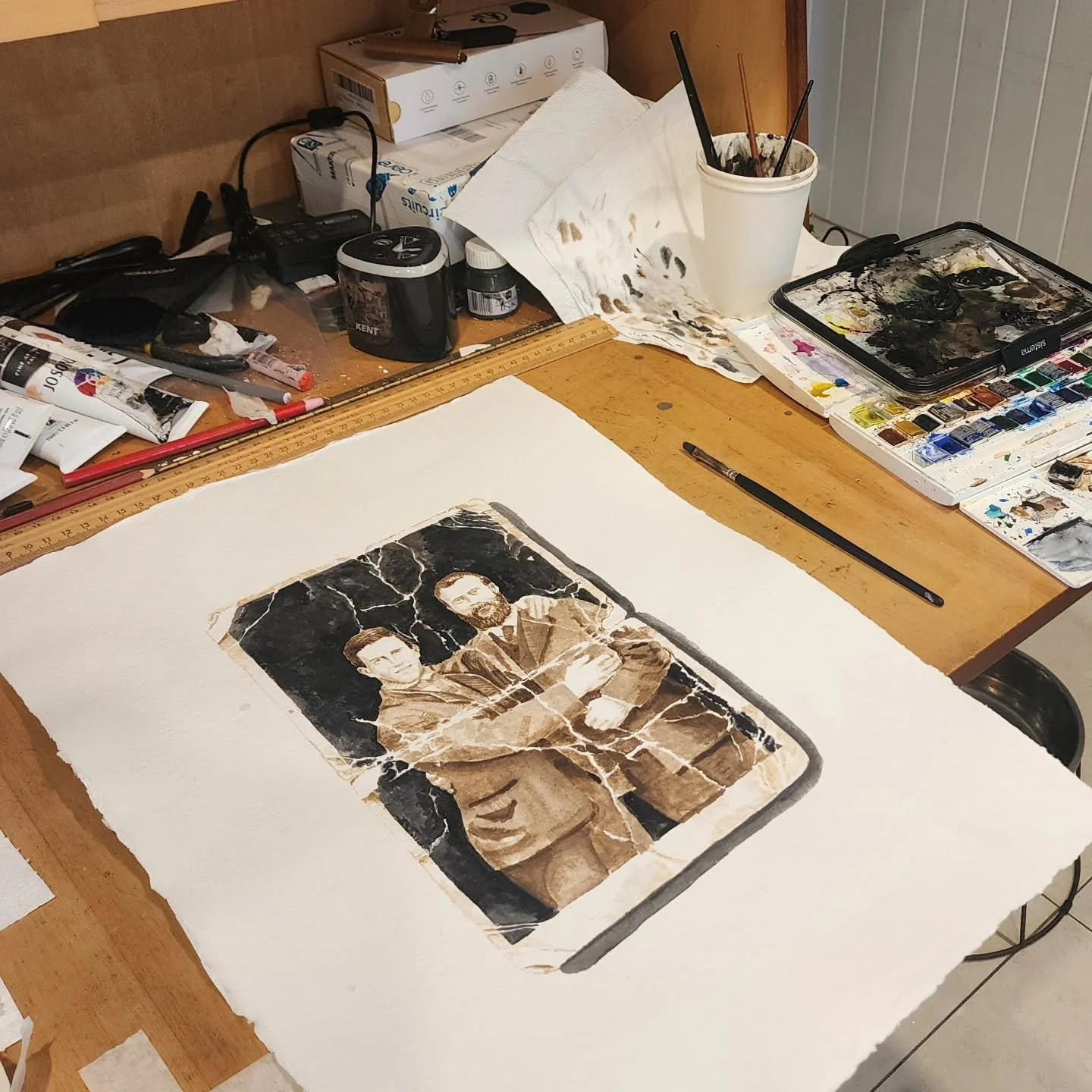 In 2017, I started working with Andrew George Scott and James Nesbitt, aka bushranger Captain Moonlite and his beloved James. We have only a few images of the pair, essentially mugshots and illustrations, and never are they photographed together. 

E