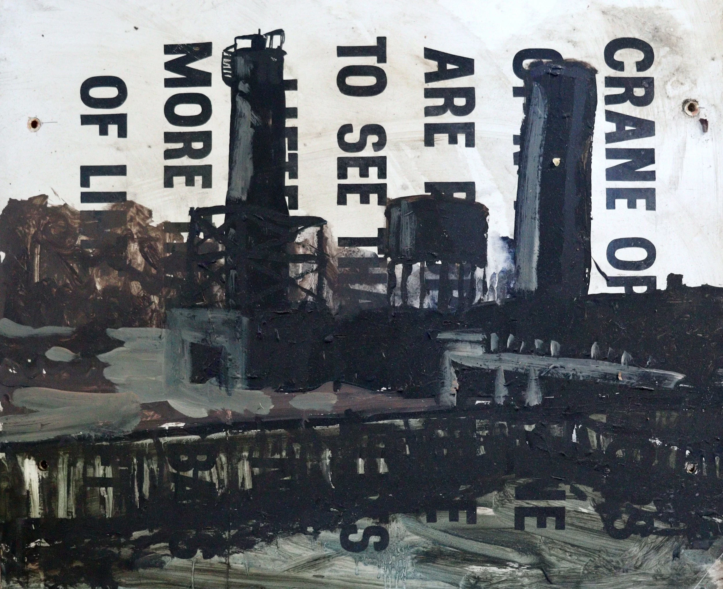 Todd Fuller_Towers at Dusk_2026_51cmx60cm_Acrylic on safety sign.JPG