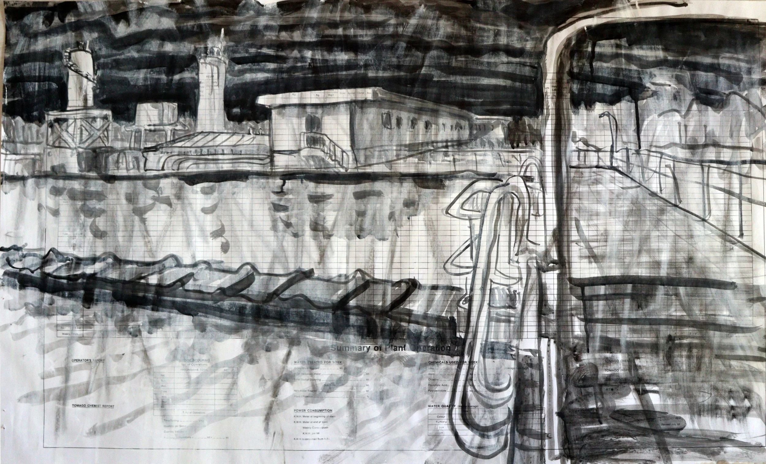 Todd Fuller_After the Rain_2025_52cm x 90cm_Ink, chalk and charcoal on water treatment plant paper.JPG