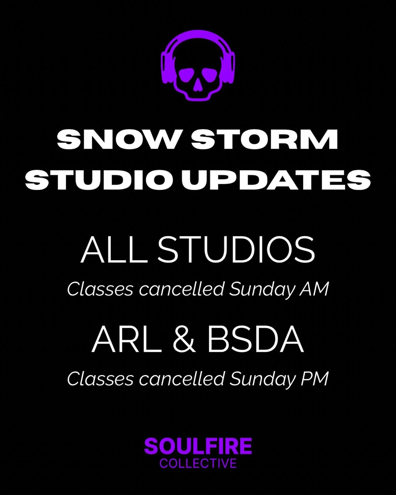 Stay safe, #SoulFireSquad! We&rsquo;ll see you on the other side of this storm! ❄️💜

#soulfirecollective #yogastudio #dcyoga #dmvyoga
