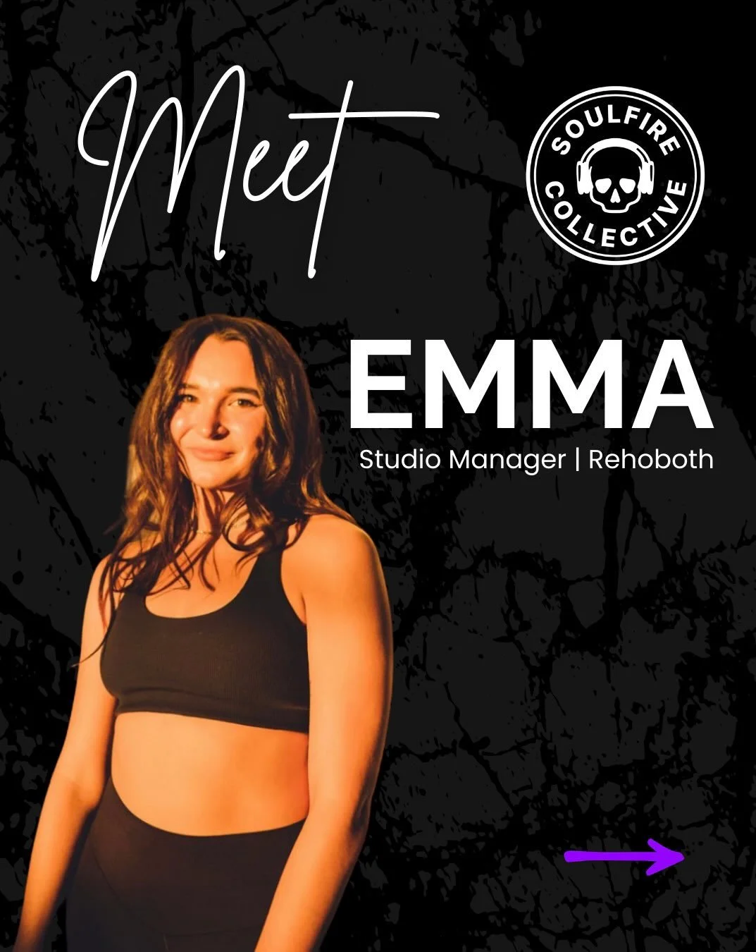 Meet one of our Teachers &amp; Rehobeth Manager: @emmaskirby 💜⚡️

A cook at home and a leader at our Rehoboth studio, Emma is a superstar. Period. Not only has she helped others grow on the mat, she&rsquo;s also grown into one helluva studio manager