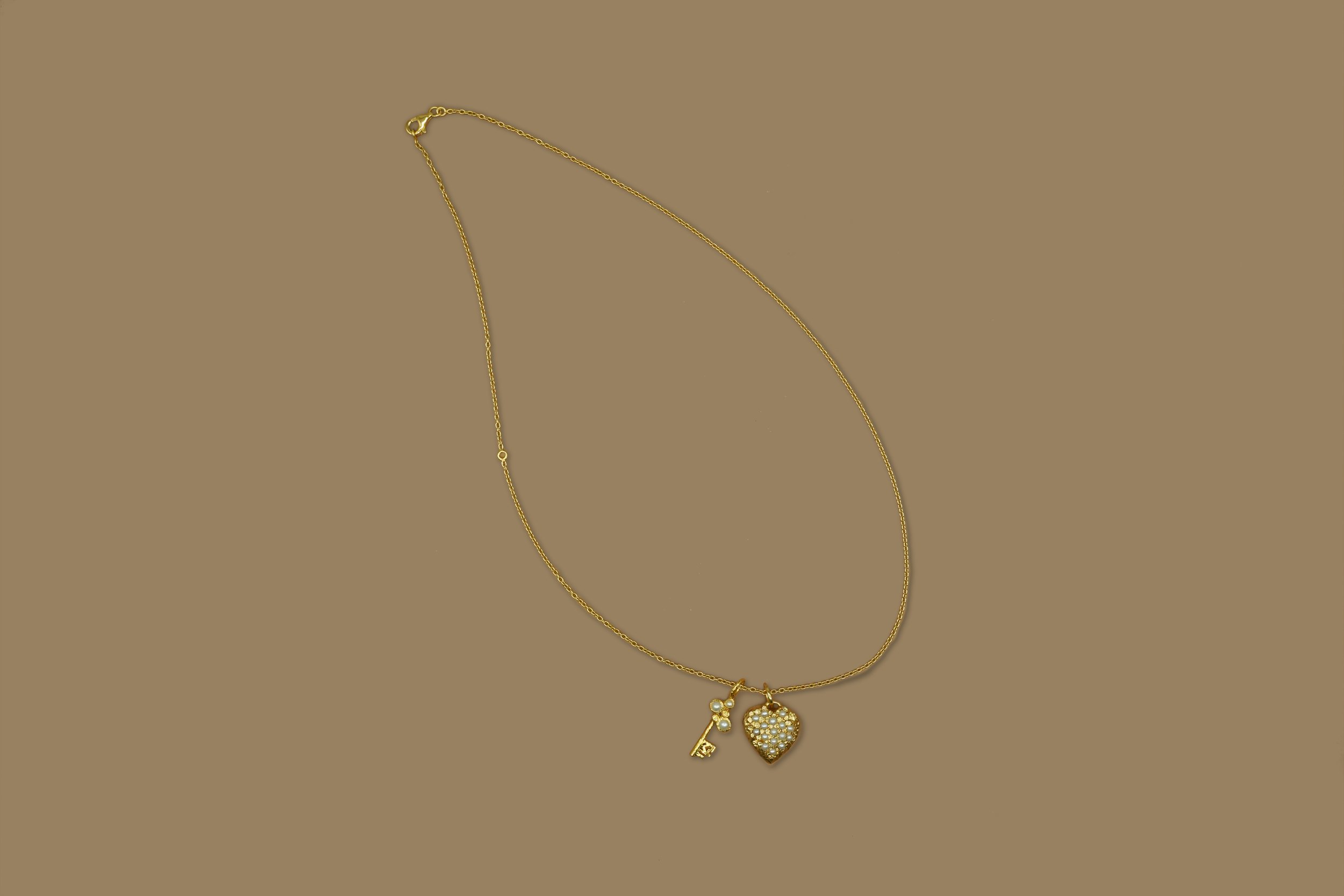 Pearl Floret Key to my Heart Necklace — Pacharee