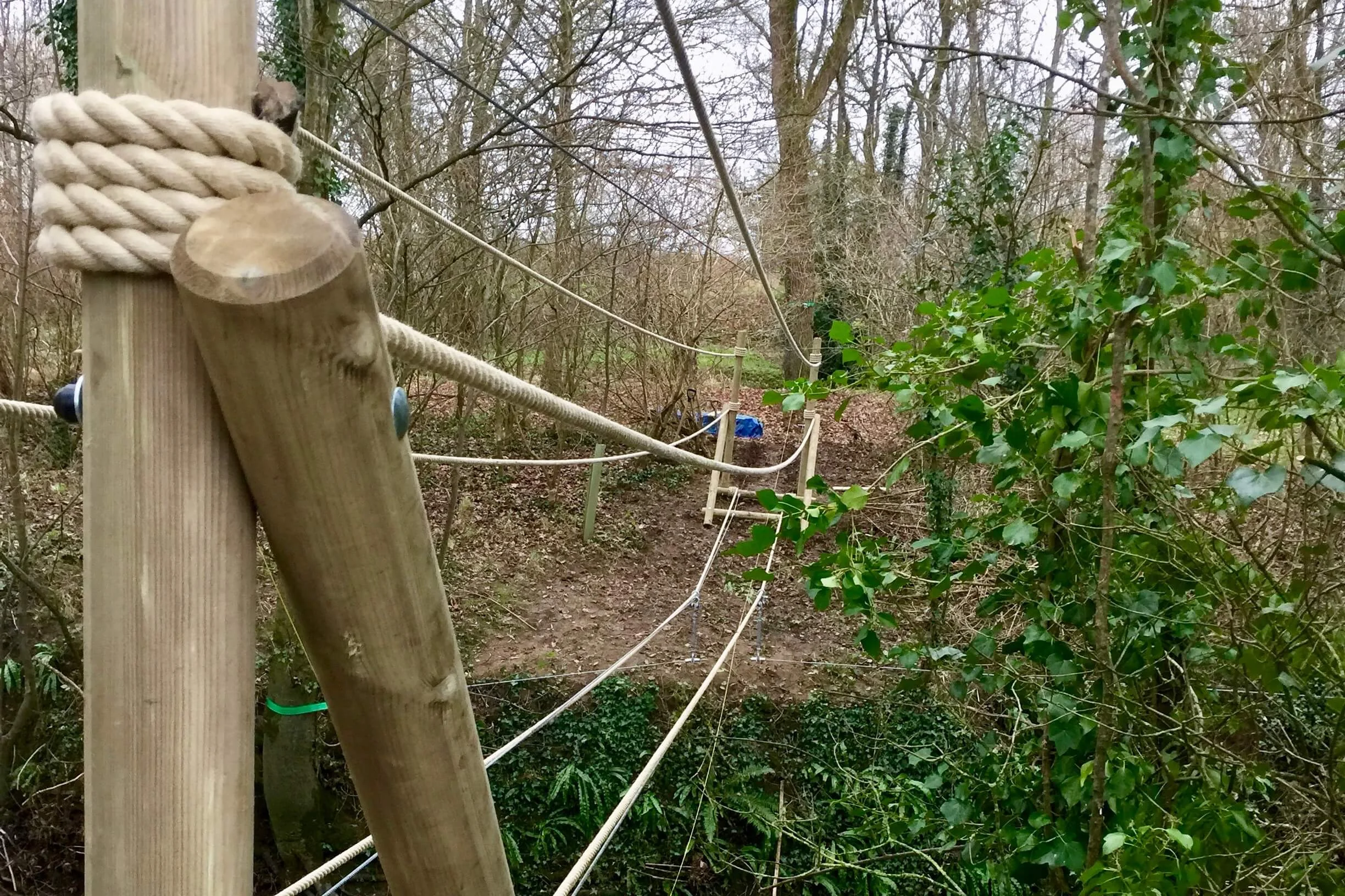 Rope Bridge suspended river cables
