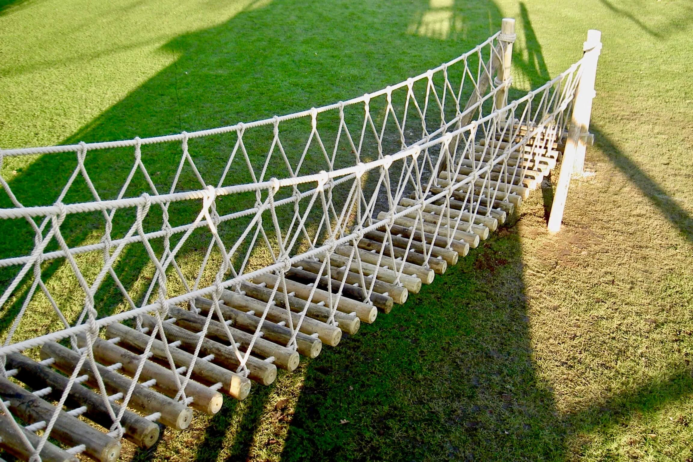 Log Rope Bridge round timbers and rope work