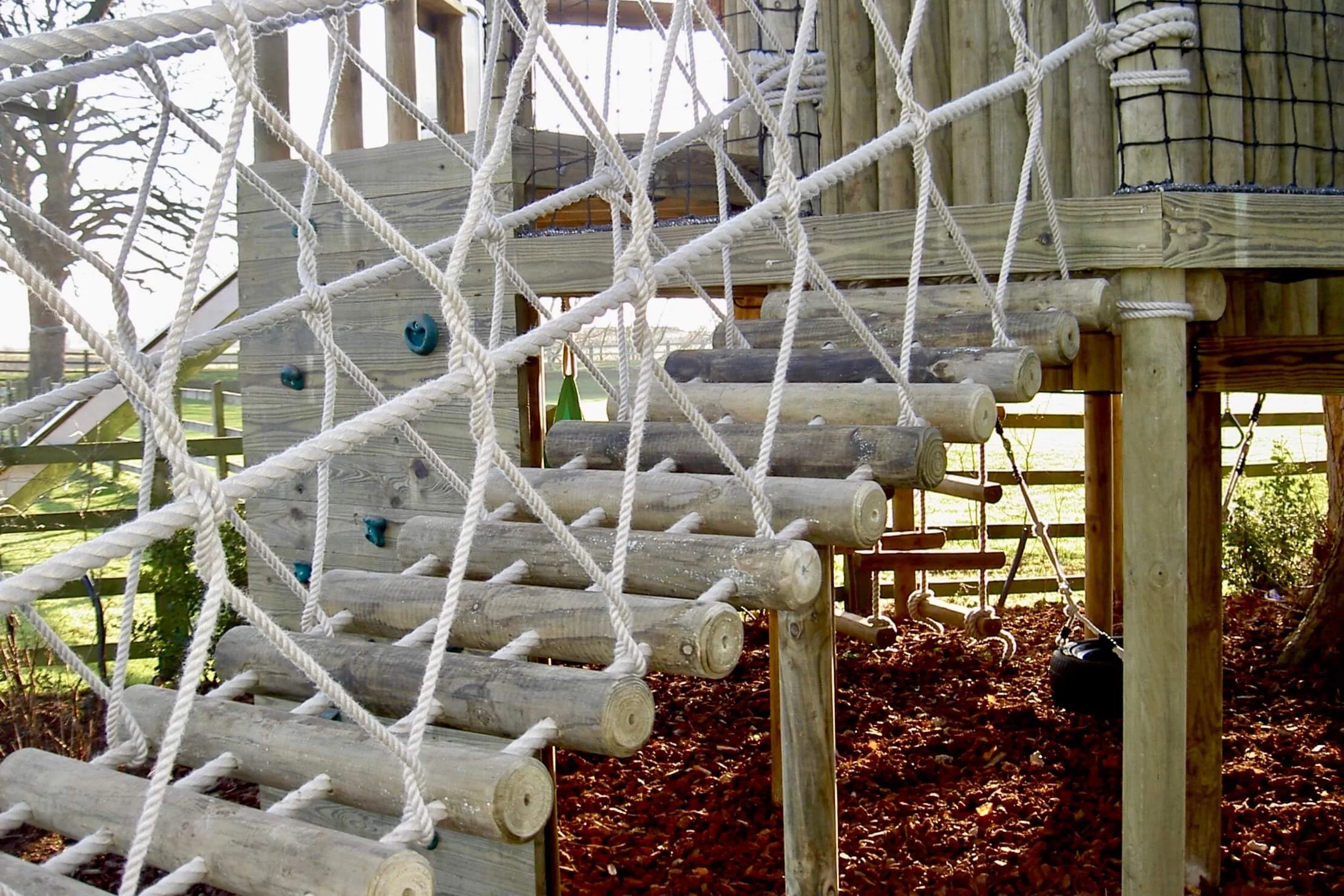 Log Rope Bridge logs and rope work