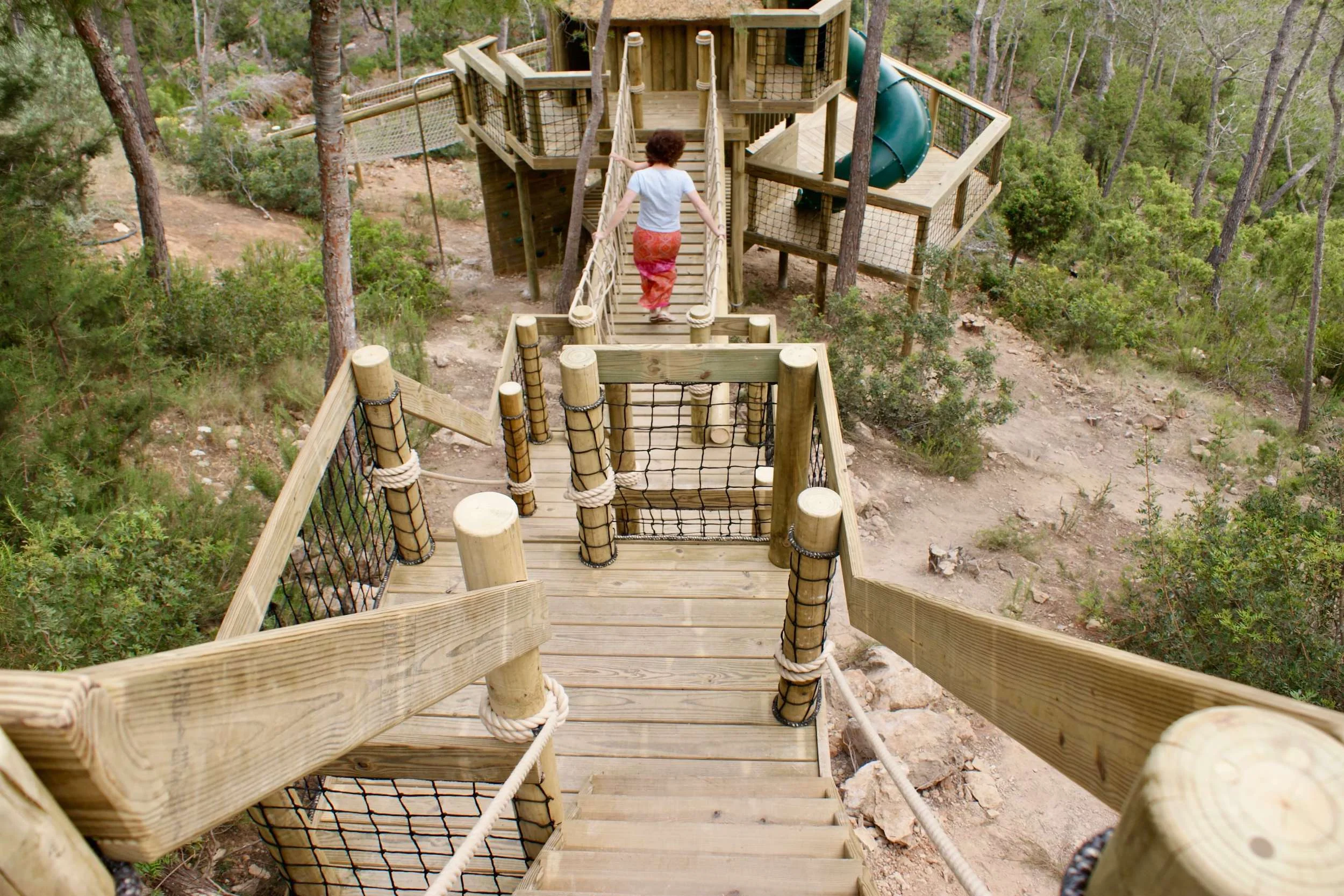 Stairs, decks, Rope Bridge and treehouse
