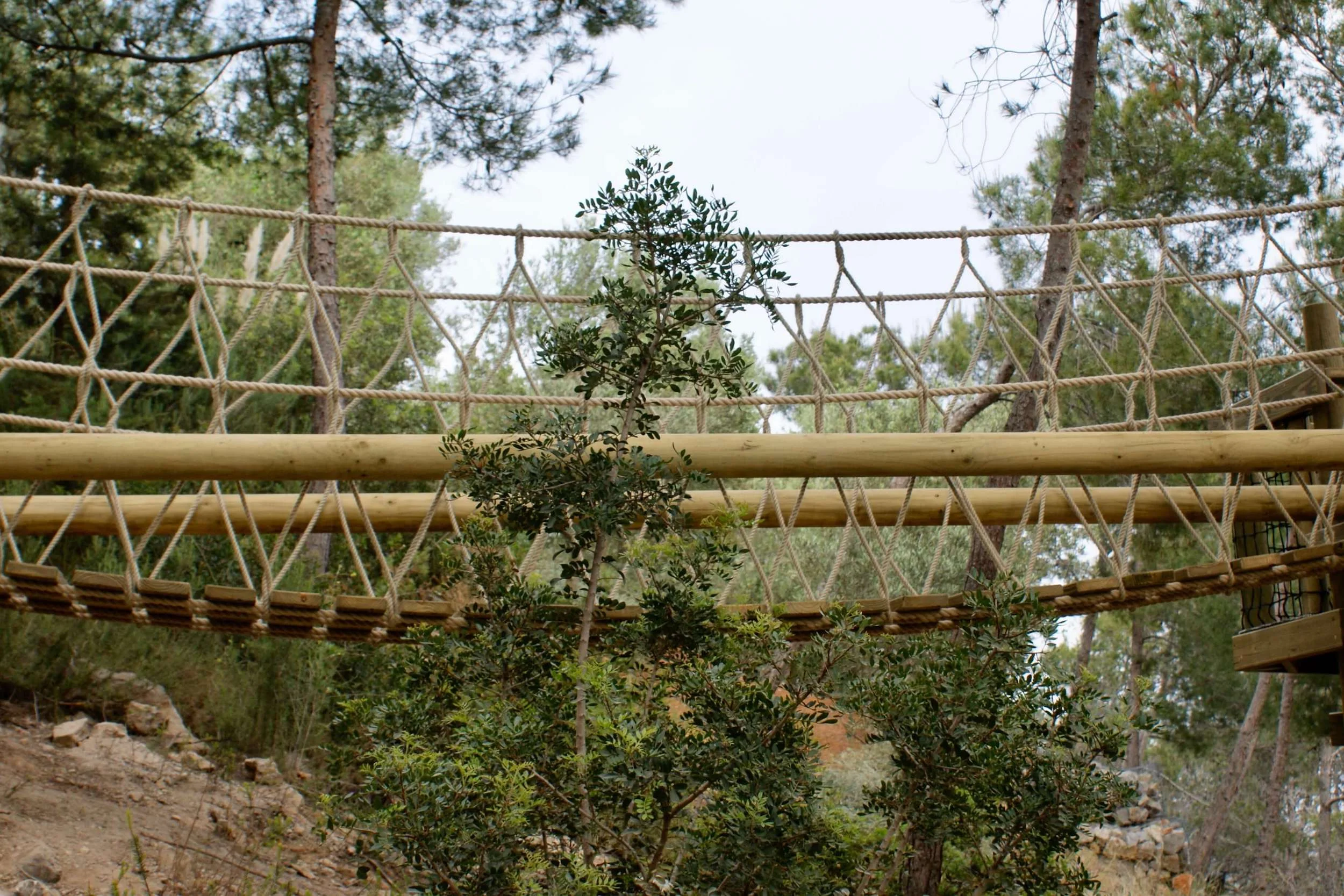 Fixed-beam Rope Bridge in Ibiza landscape