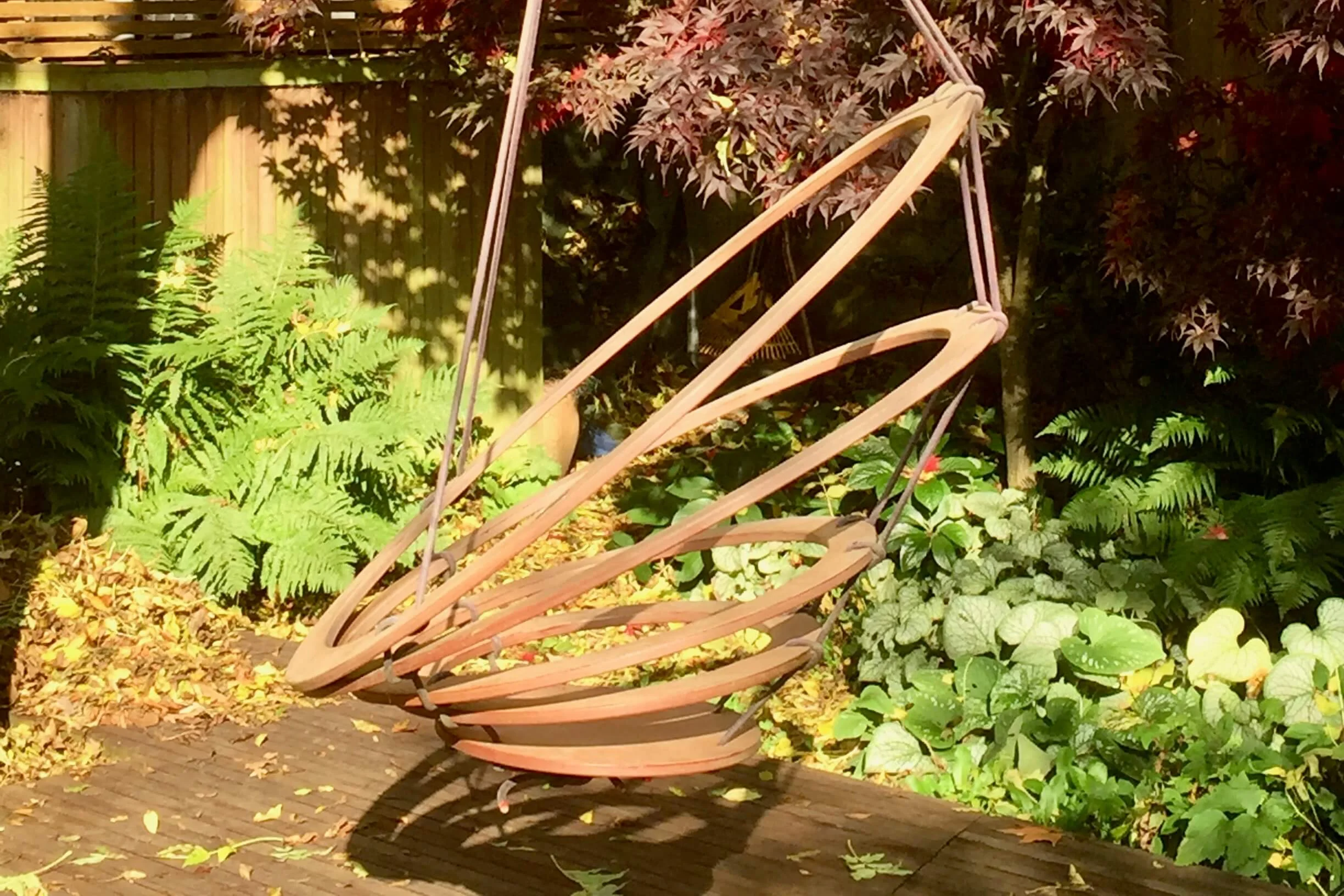 Nest Swing chair on decking