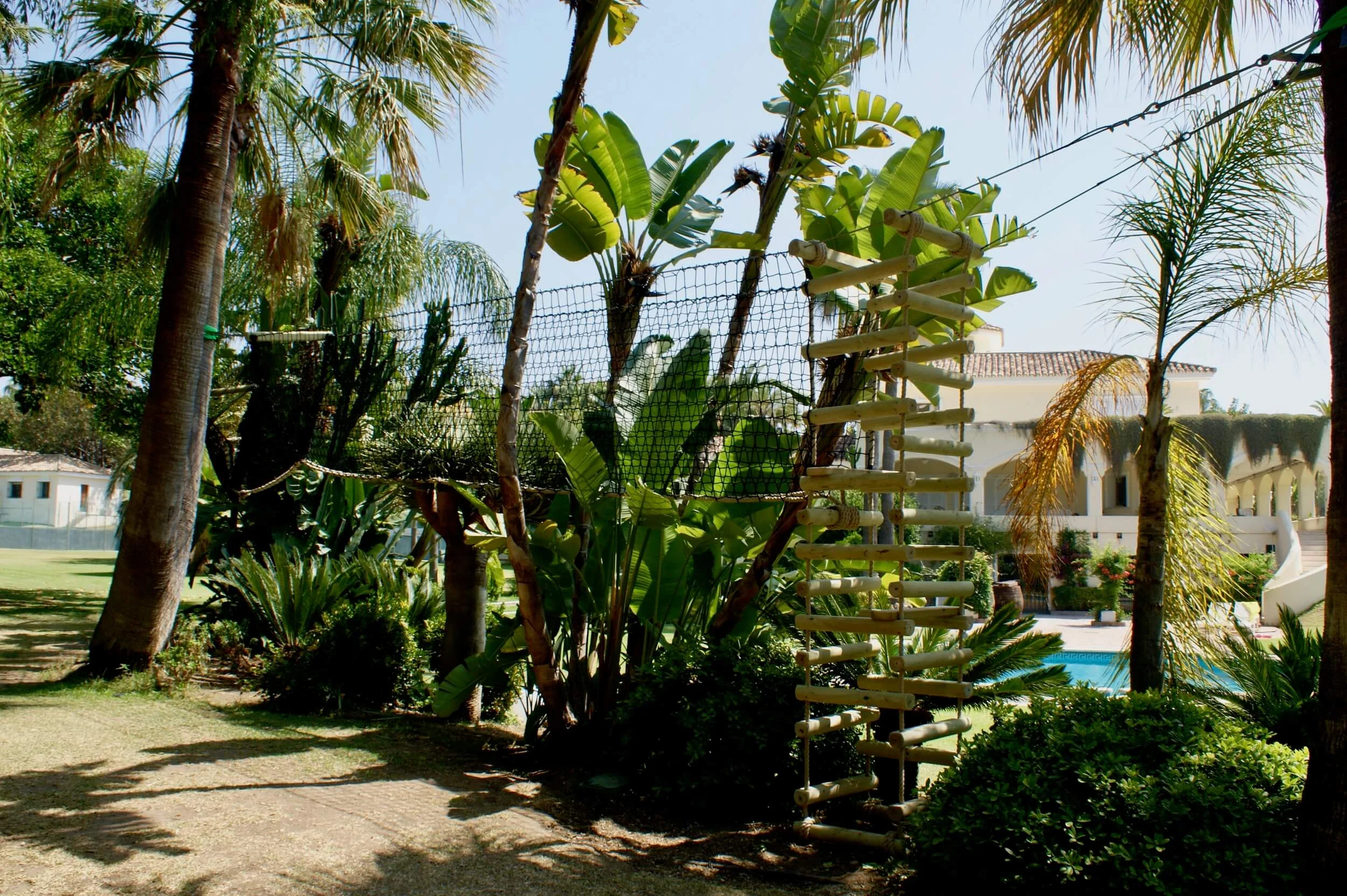 Tree-top palm tree walkway at Marbella villa