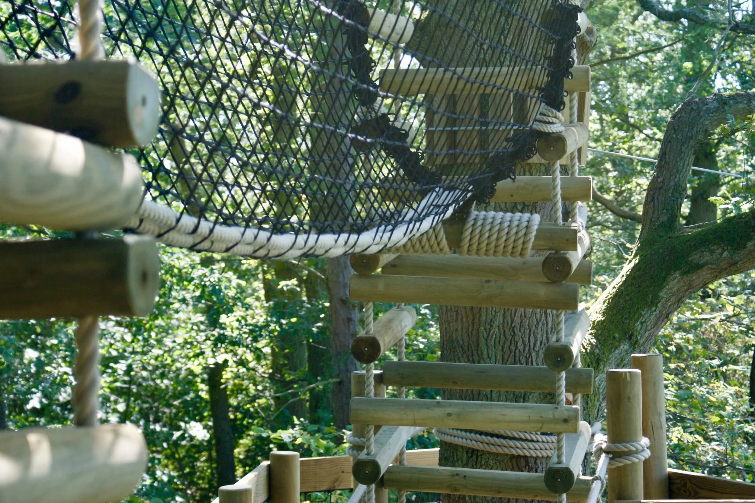Soft net and rope Hammock Bridge above Rope Bridge