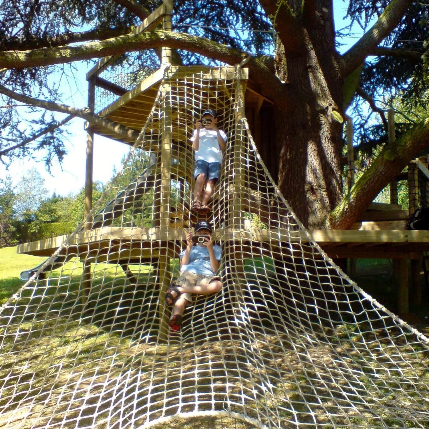 "...boys on a large scramble cargo net"