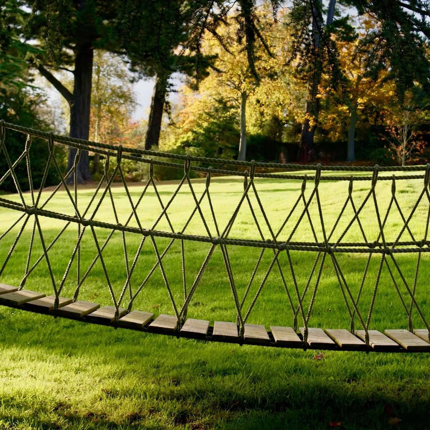 "...suspended rope bridge entrance"